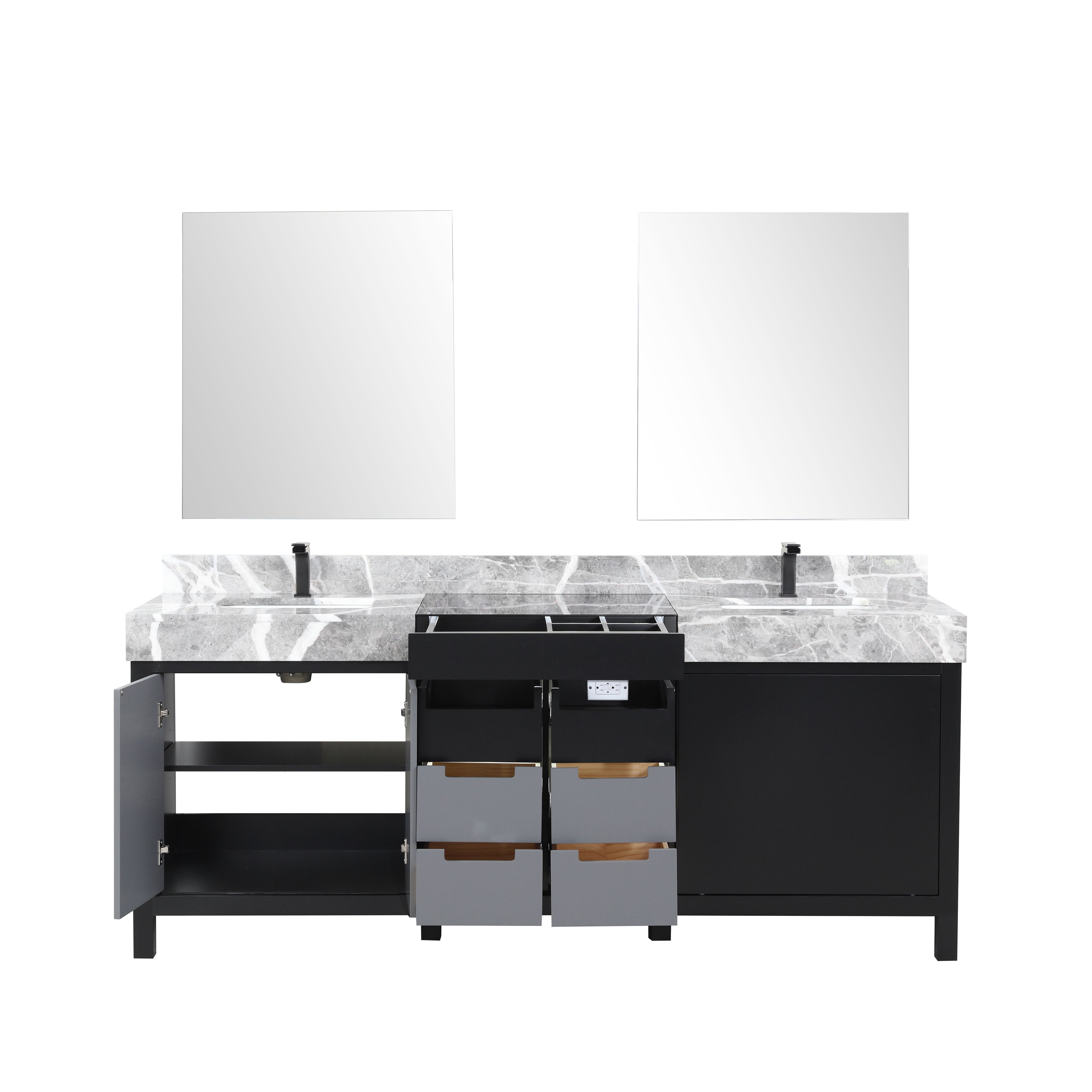 Zilara 80 in W x 22 in D Black and Grey Double Bath Vanity