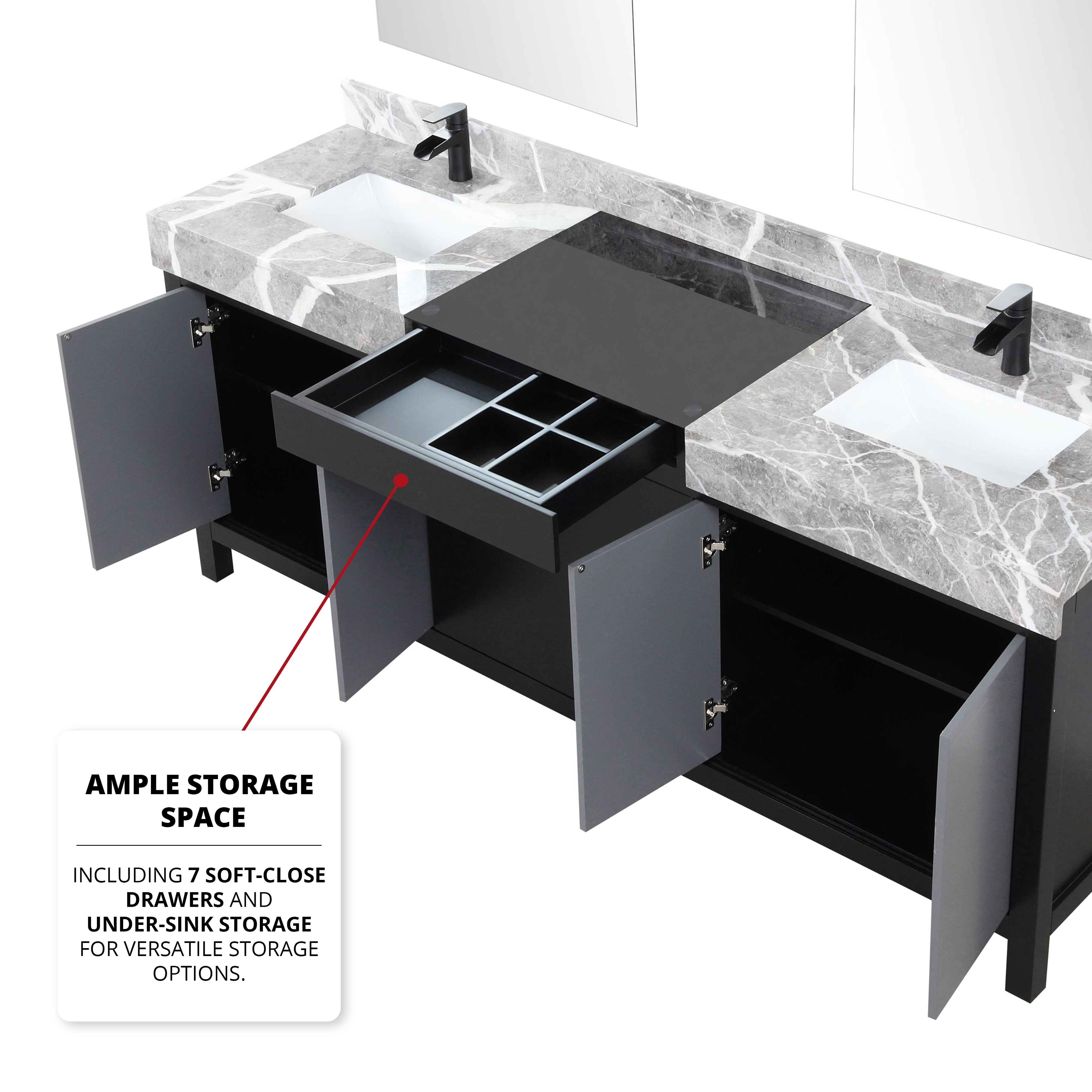 Zilara 80 in W x 22 in D Black and Grey Double Bath Vanity