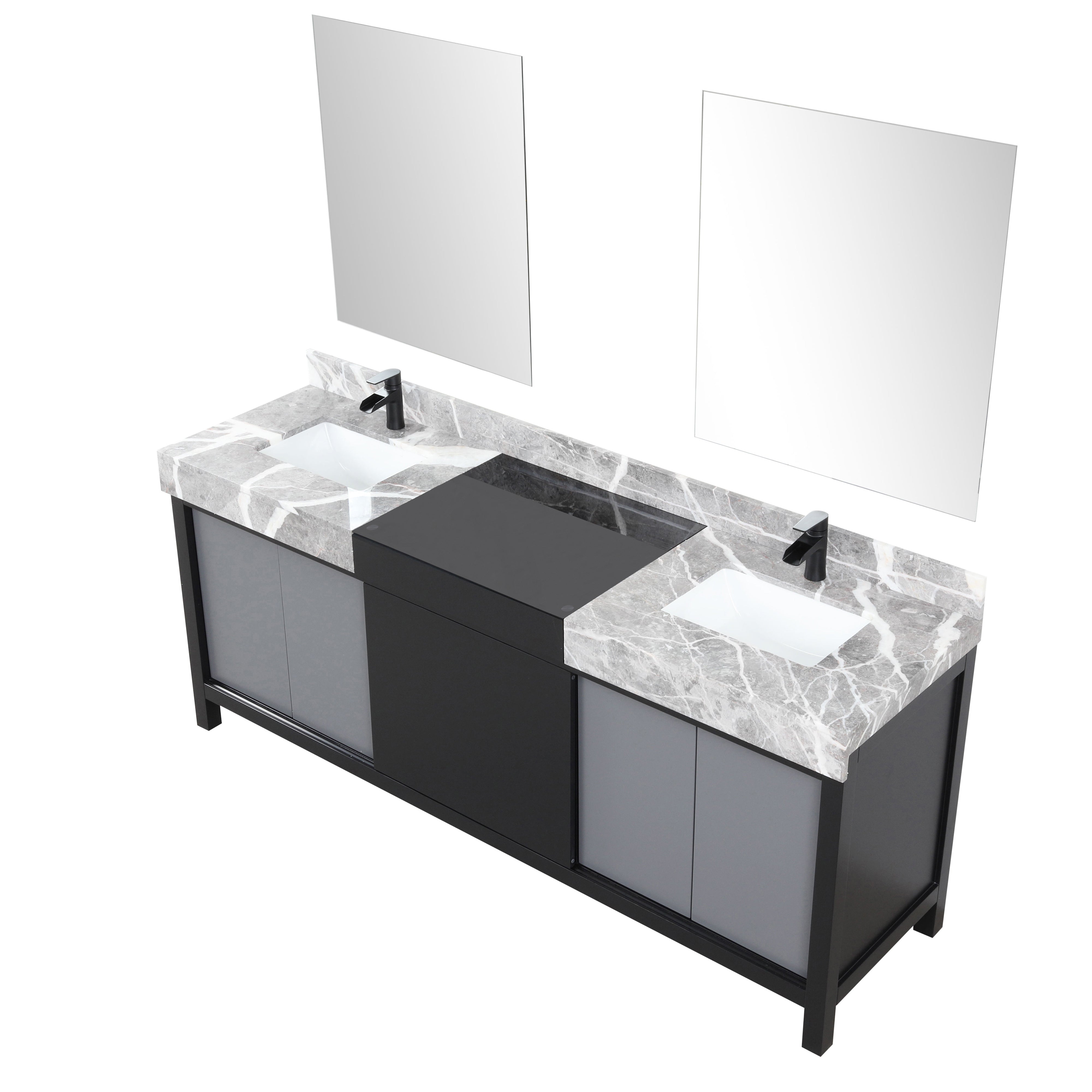 Zilara 80 in W x 22 in D Black and Grey Double Bath Vanity