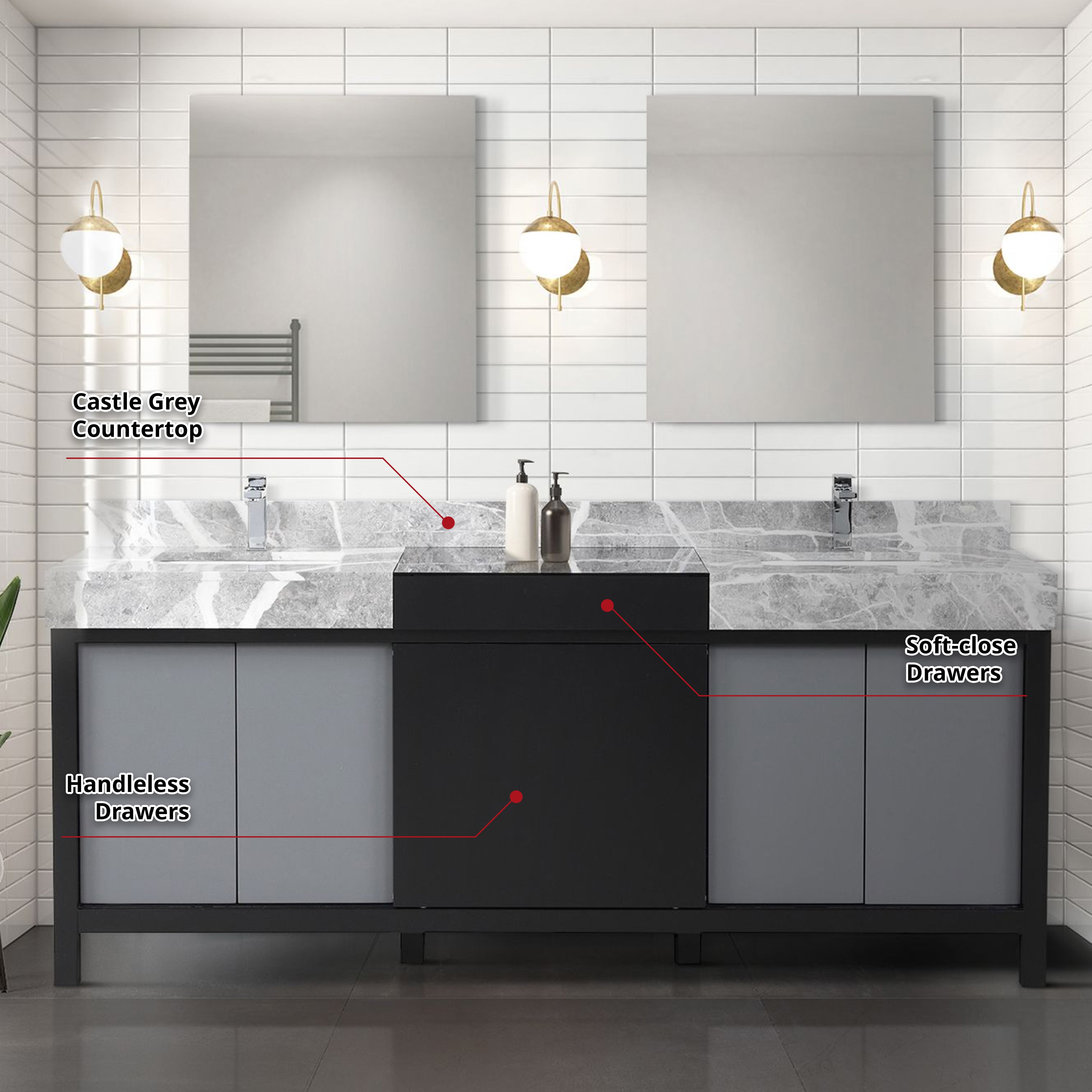 Zilara 80 in W x 22 in D Black and Grey Double Bath Vanity