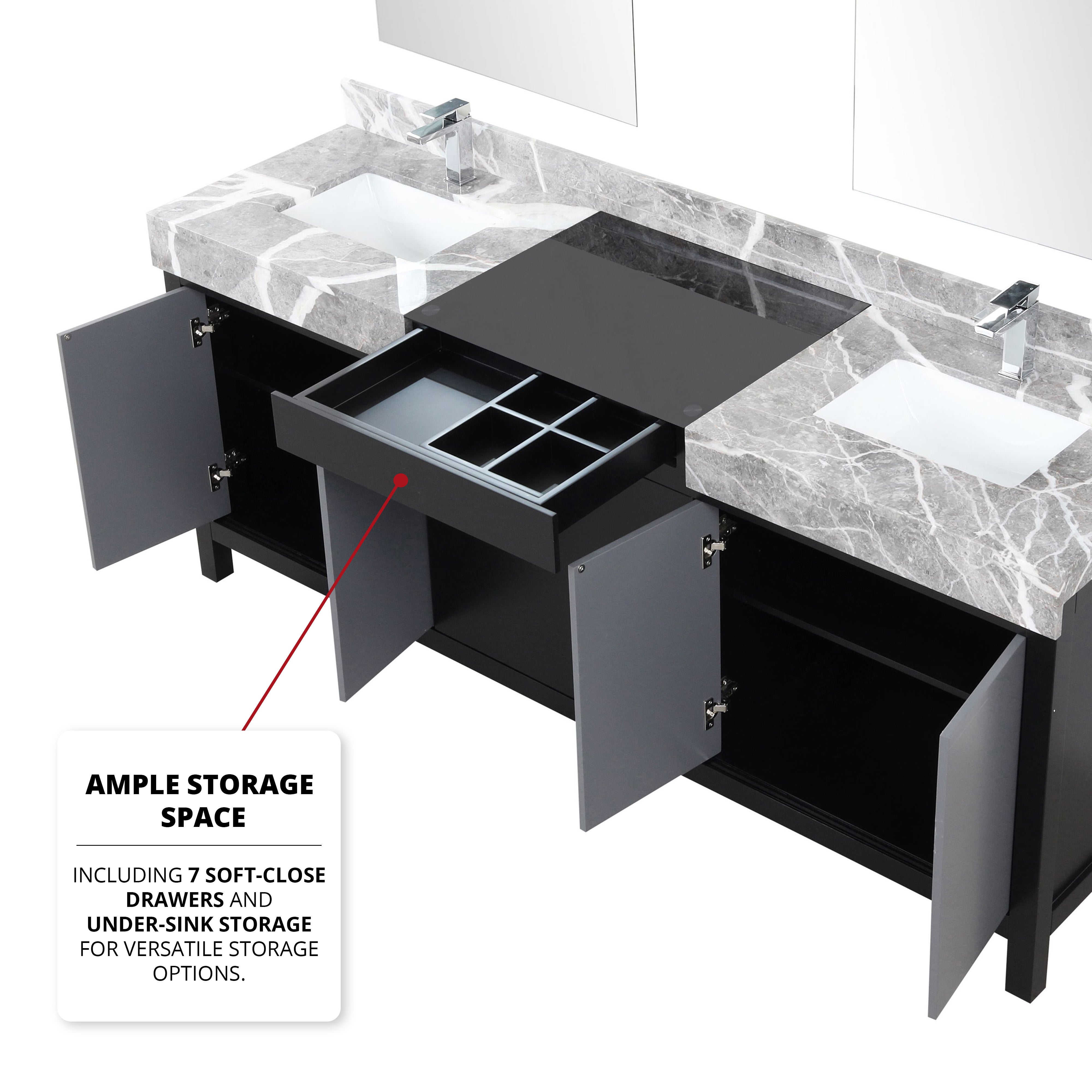 Zilara 80 in W x 22 in D Black and Grey Double Bath Vanity