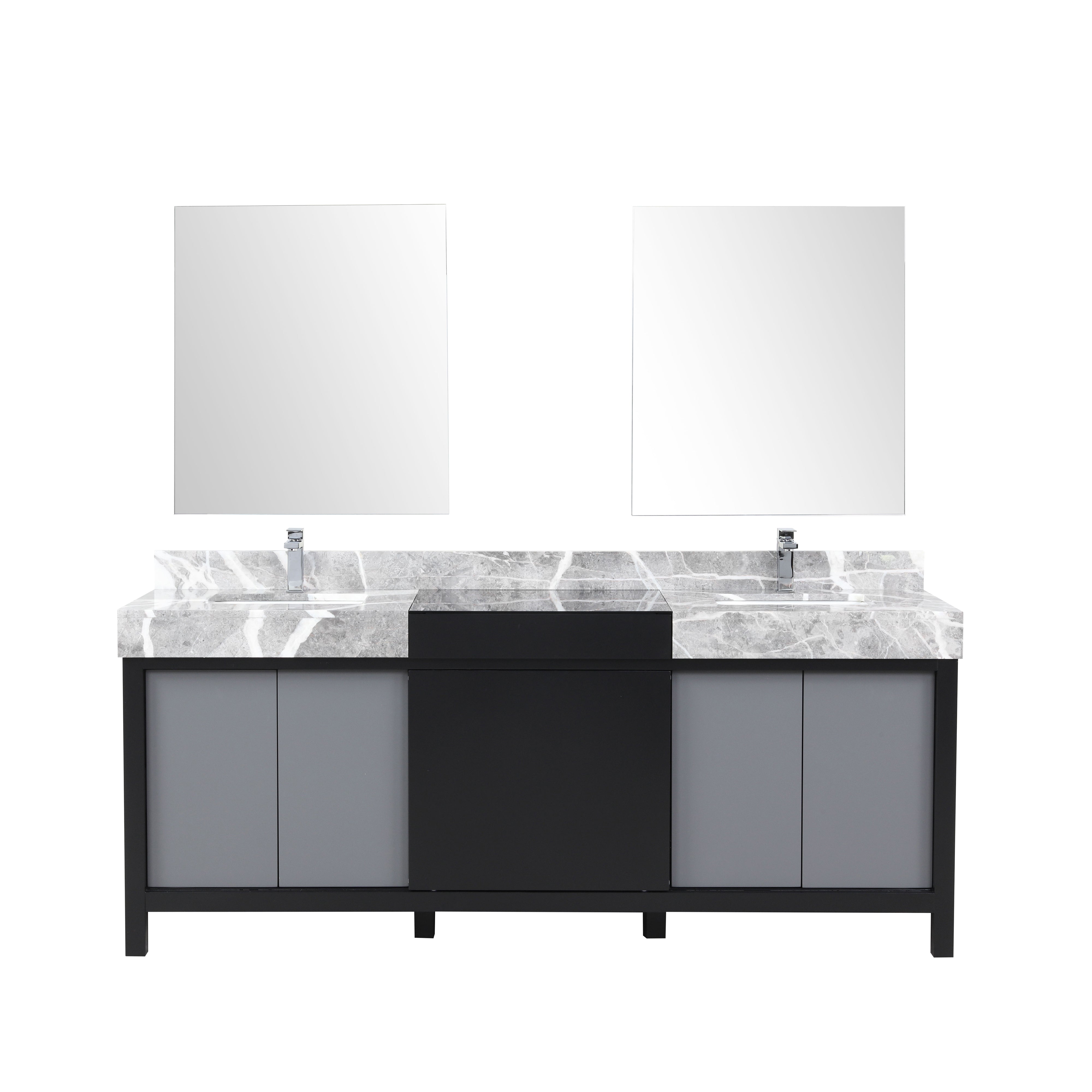 Zilara 80 in W x 22 in D Black and Grey Double Bath Vanity