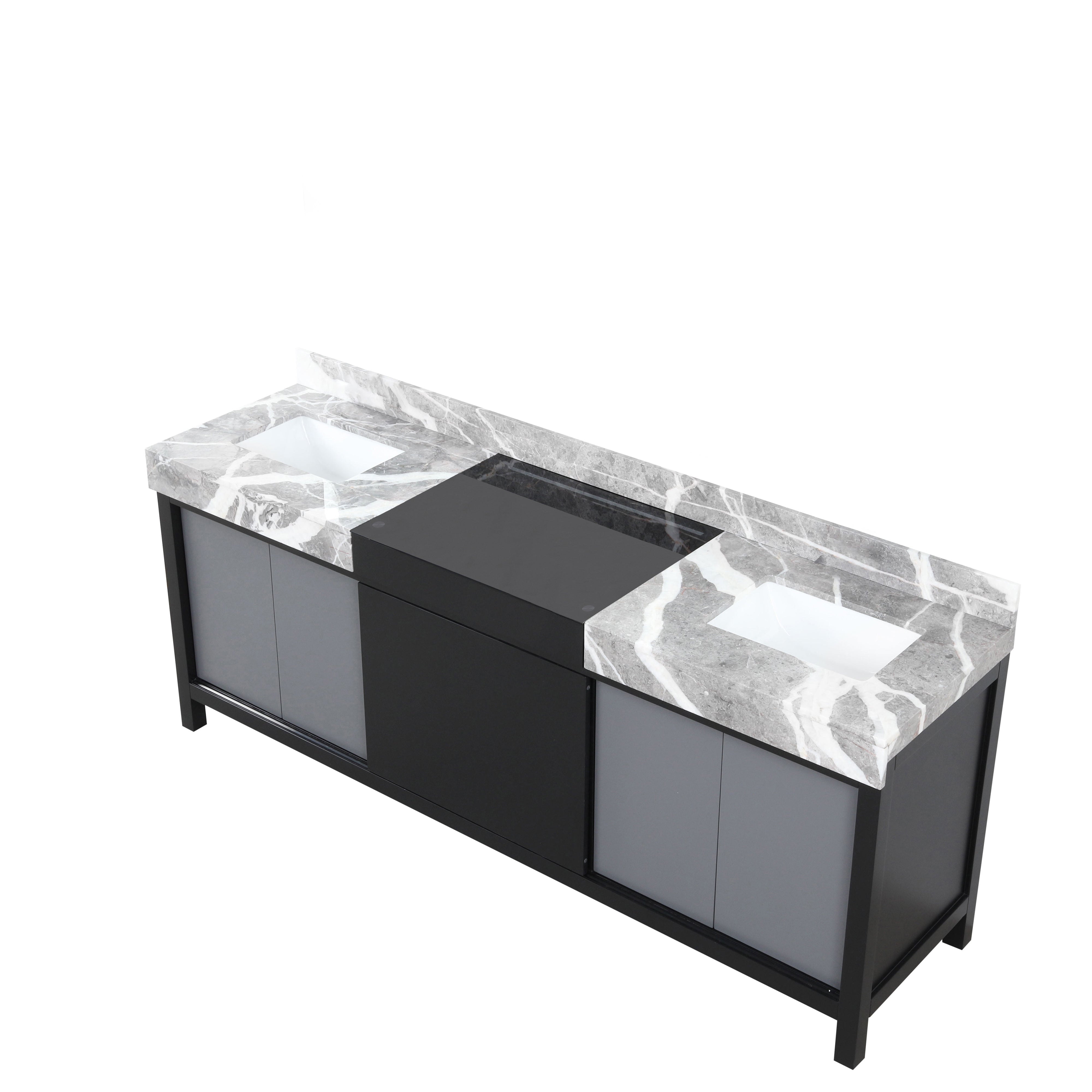 Zilara 84 in W x 22 in D Black and Grey Double Bath Vanity