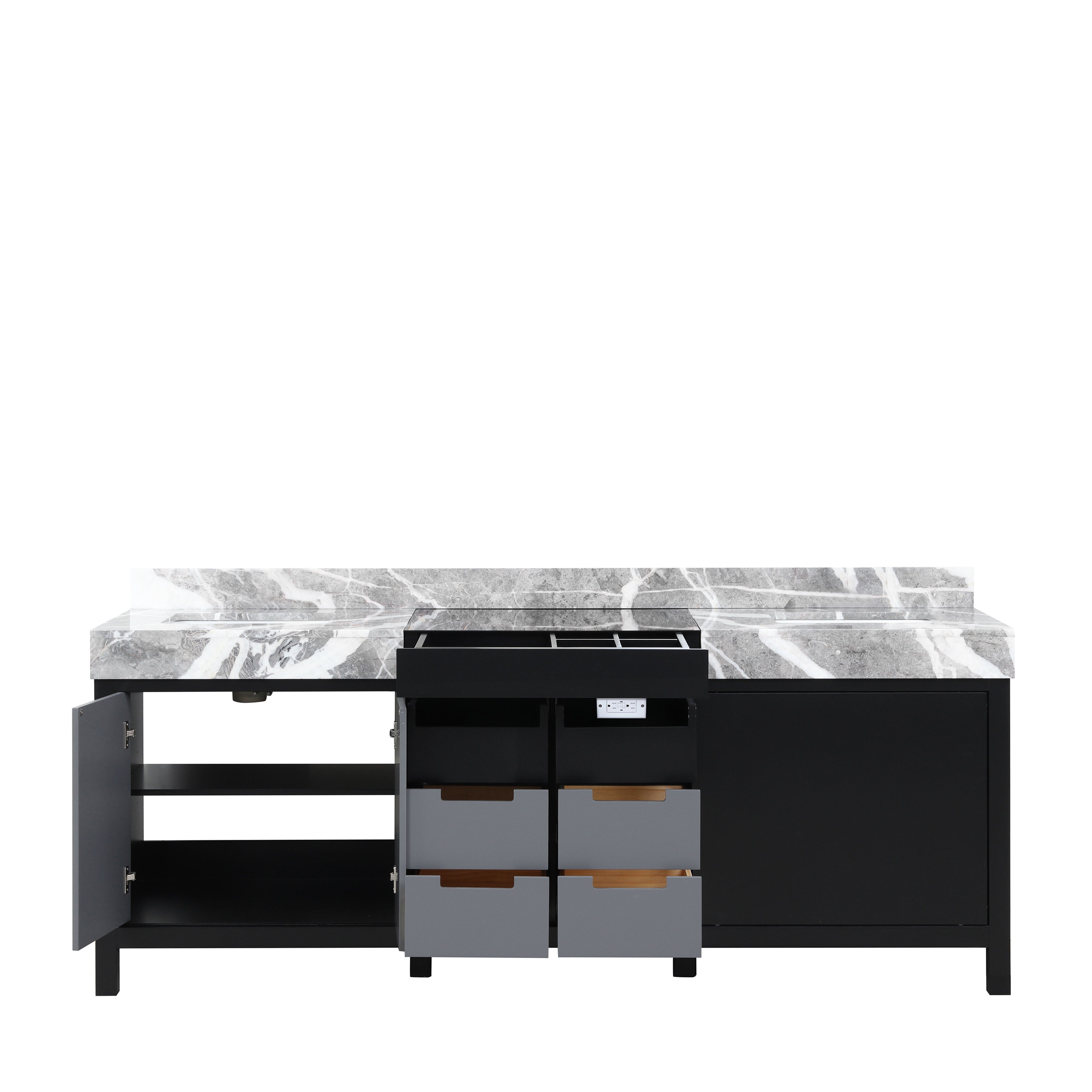 Zilara 84 in W x 22 in D Black and Grey Double Bath Vanity