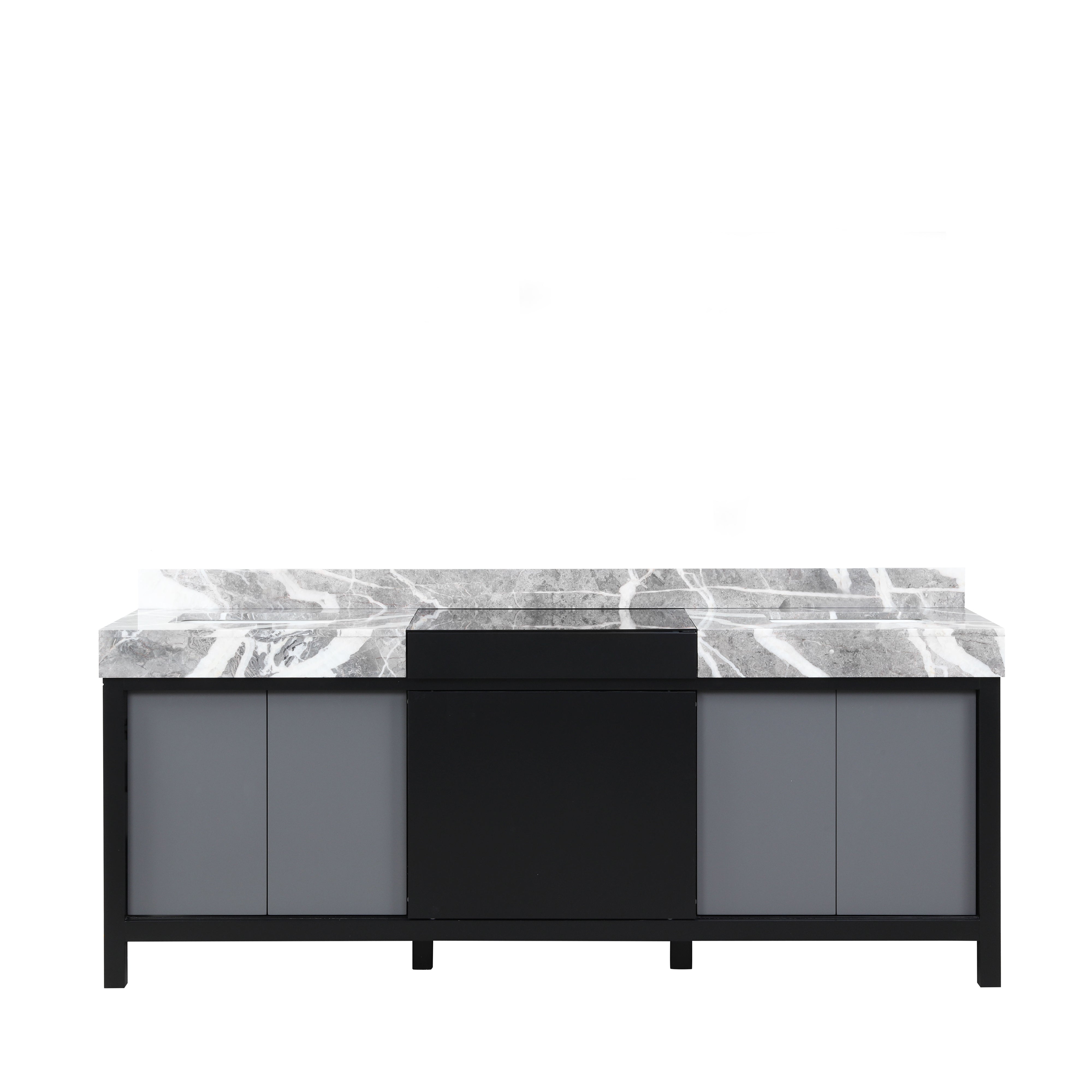 Zilara 84 in W x 22 in D Black and Grey Double Bath Vanity