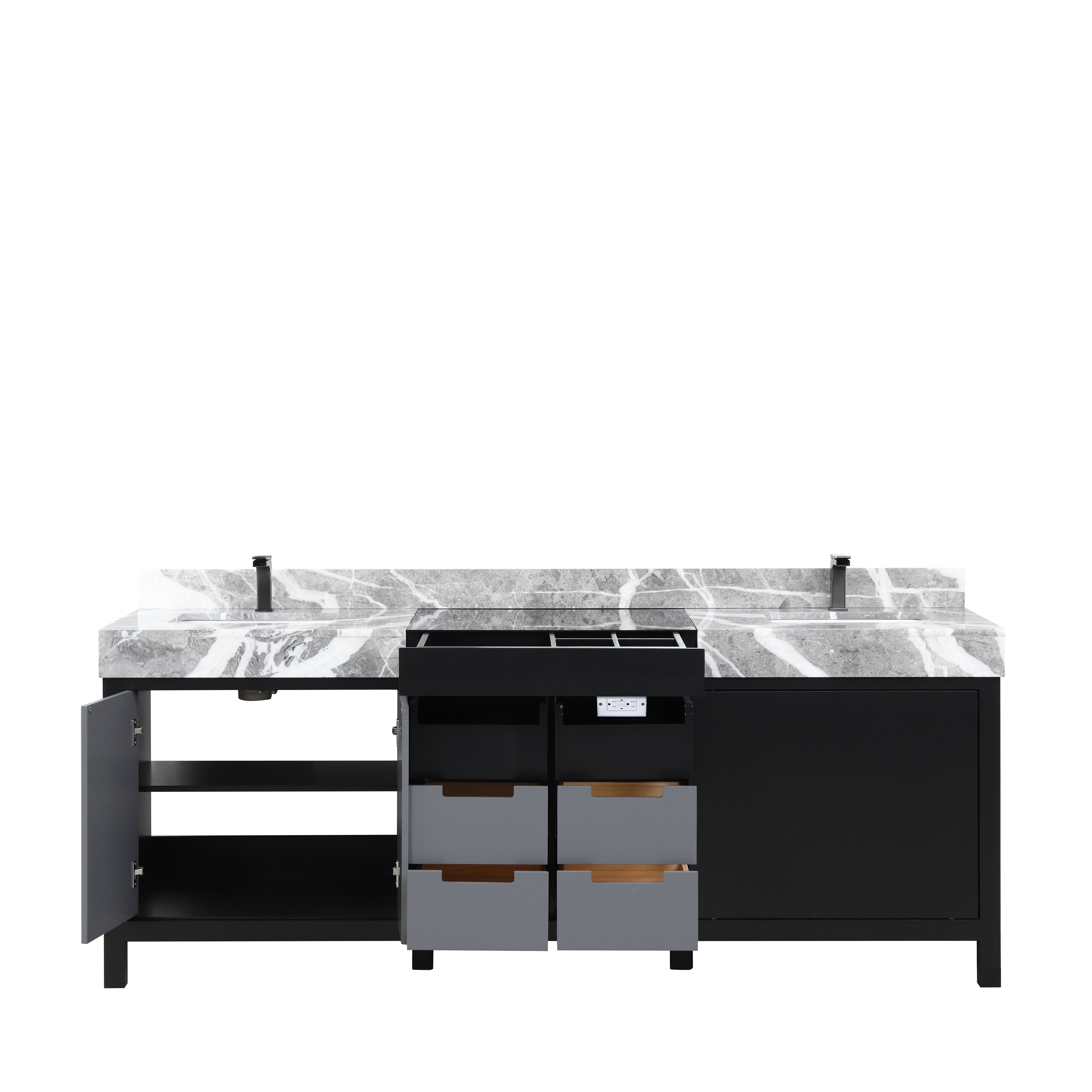 Zilara 84 in W x 22 in D Black and Grey Double Bath Vanity