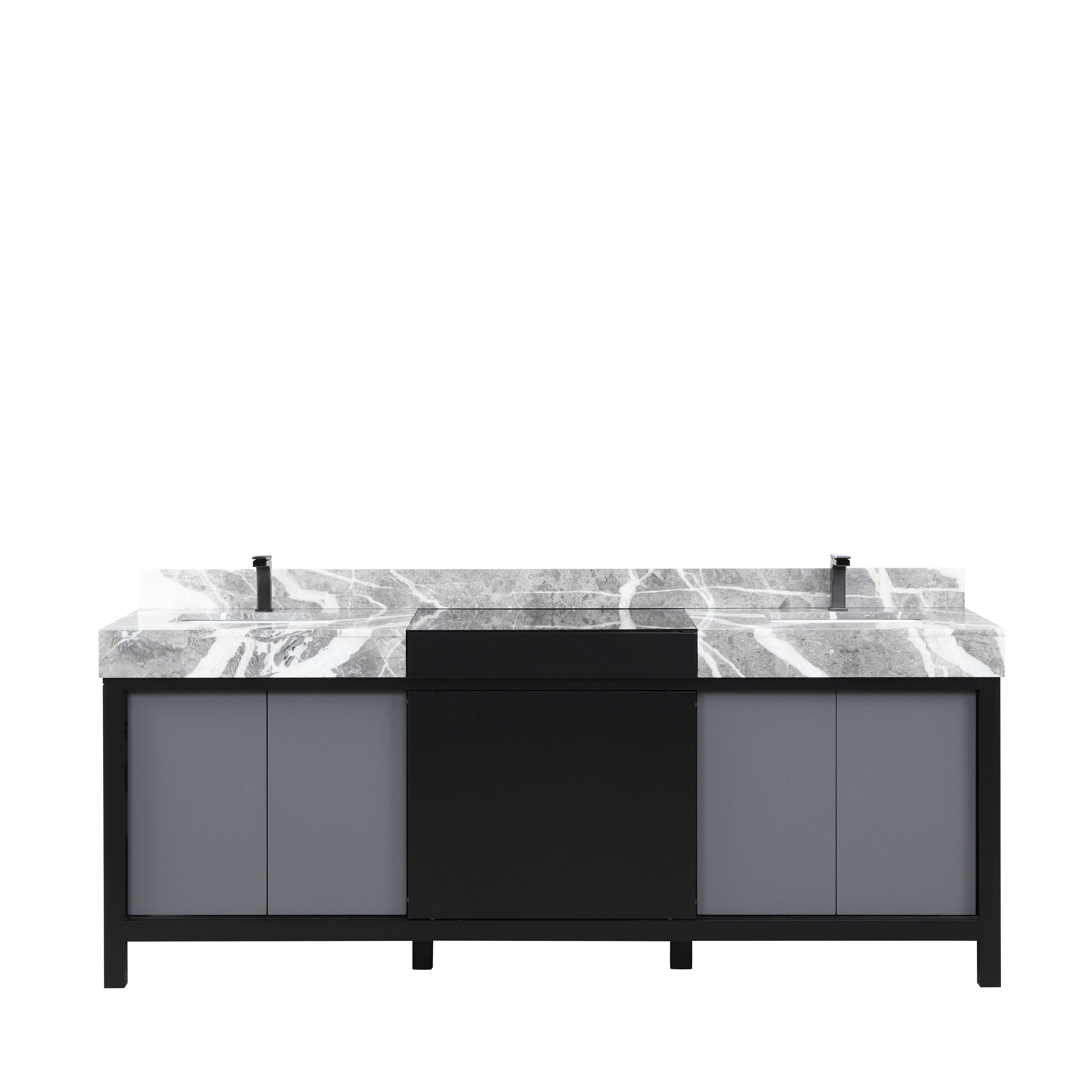 Zilara 84 in W x 22 in D Black and Grey Double Bath Vanity