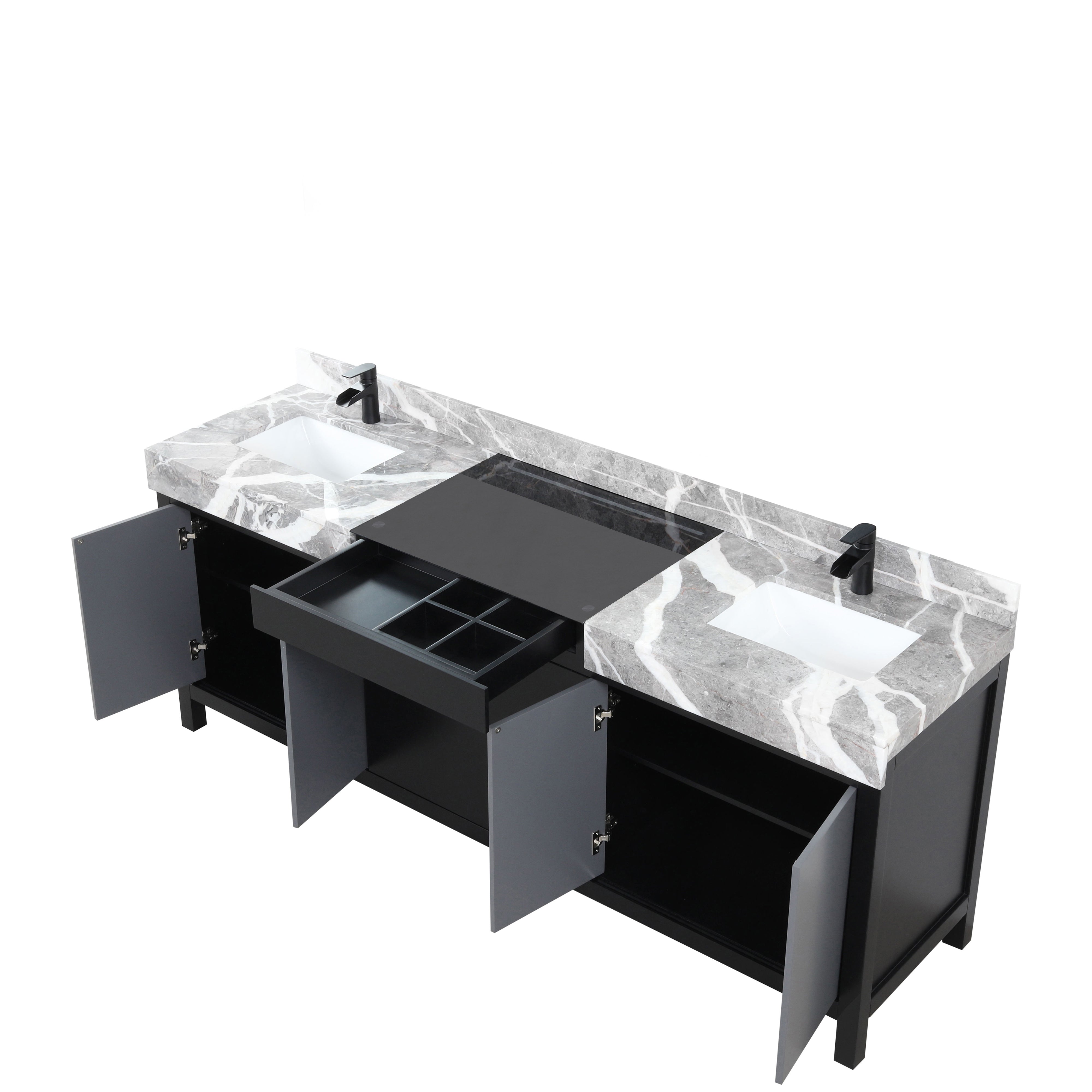 Zilara 84 in W x 22 in D Black and Grey Double Bath Vanity