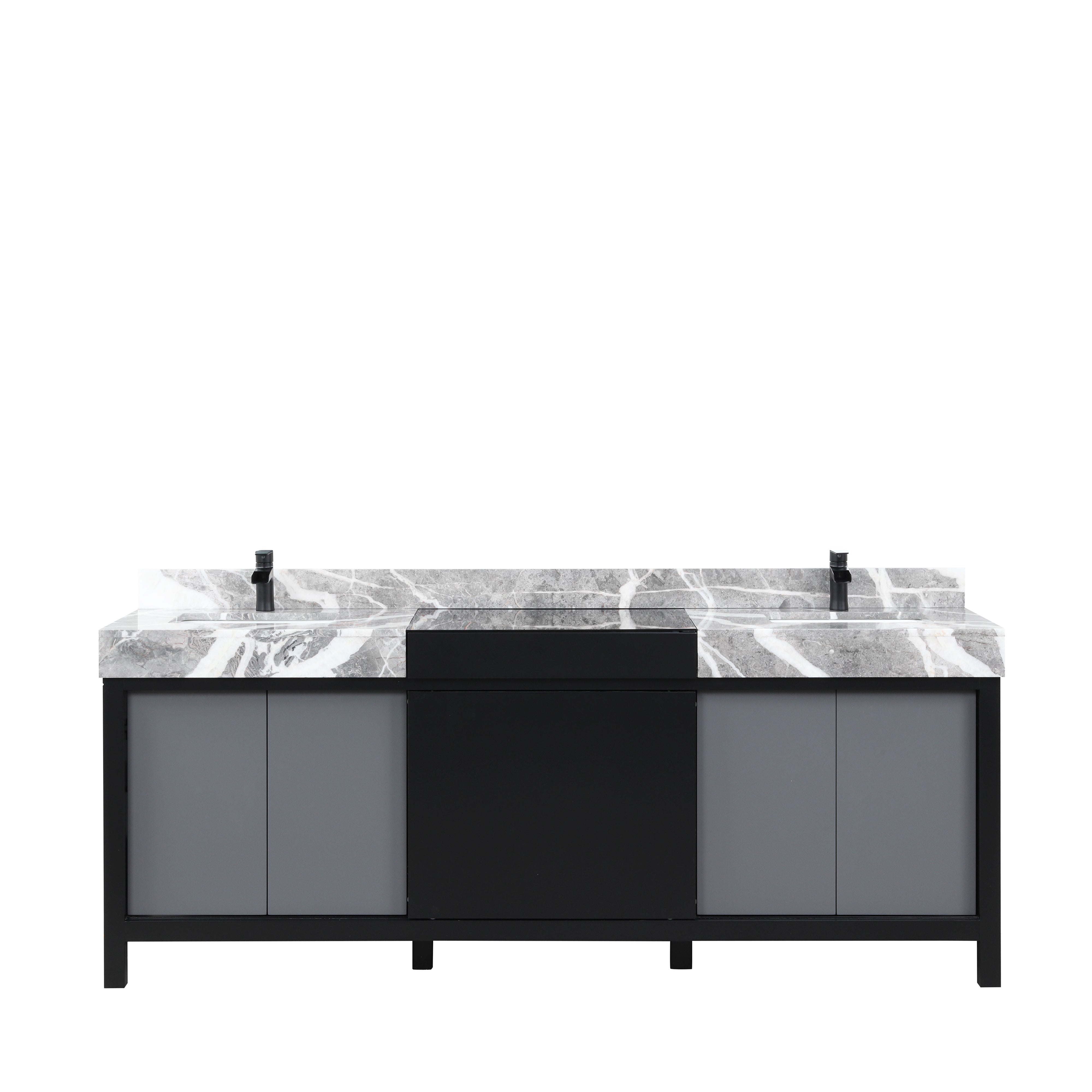 Zilara 84 in W x 22 in D Black and Grey Double Bath Vanity
