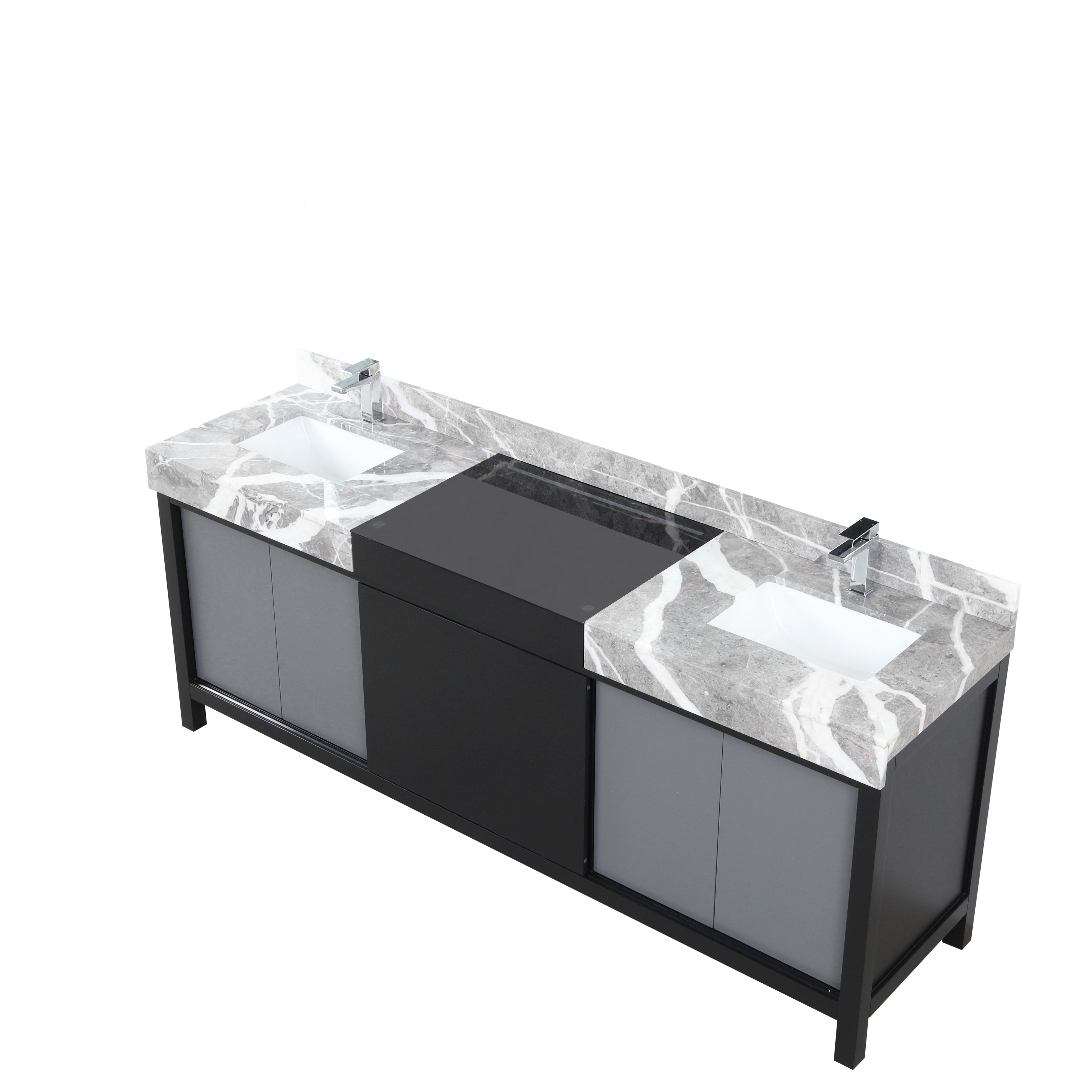 Zilara 84 in W x 22 in D Black and Grey Double Bath Vanity