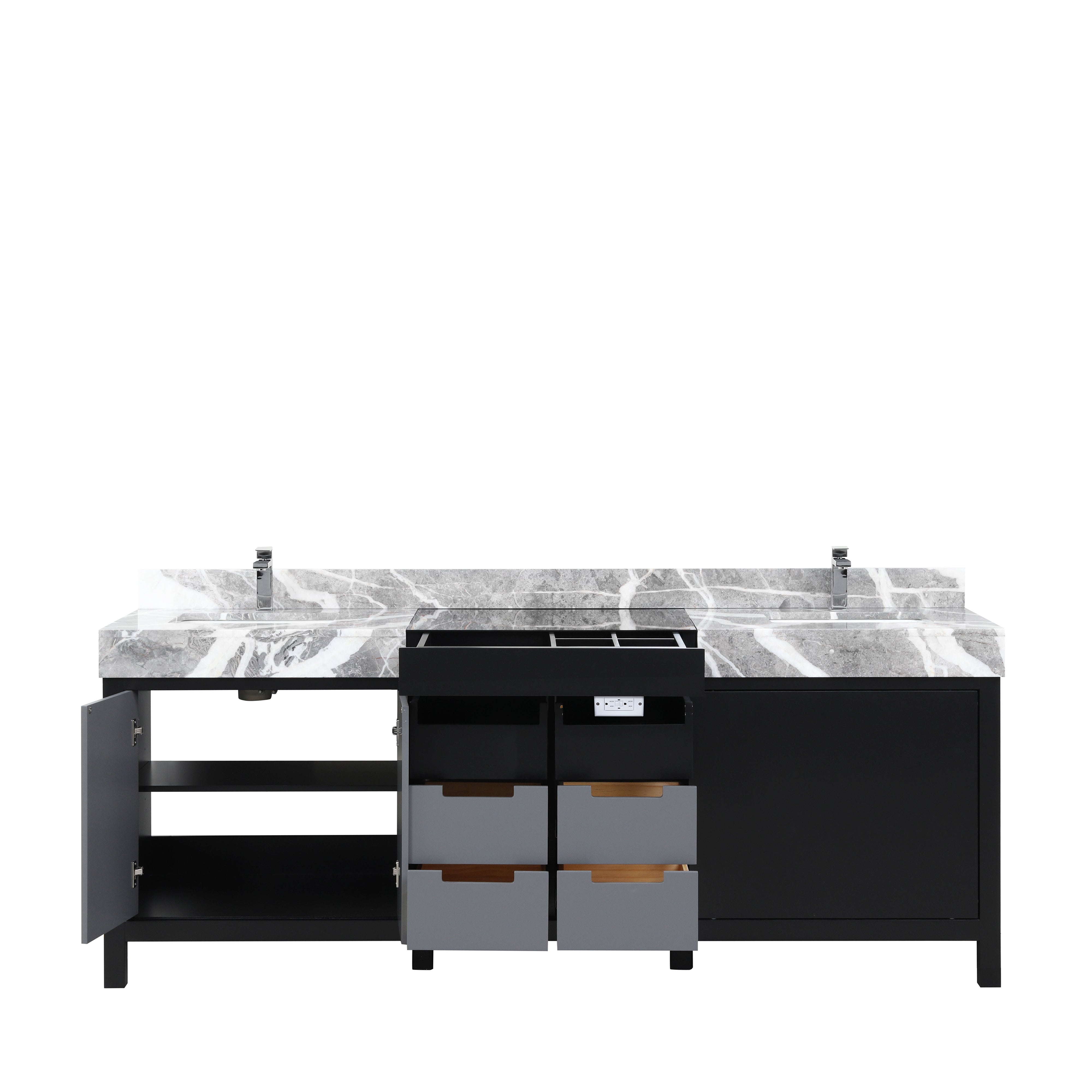 Zilara 84 in W x 22 in D Black and Grey Double Bath Vanity