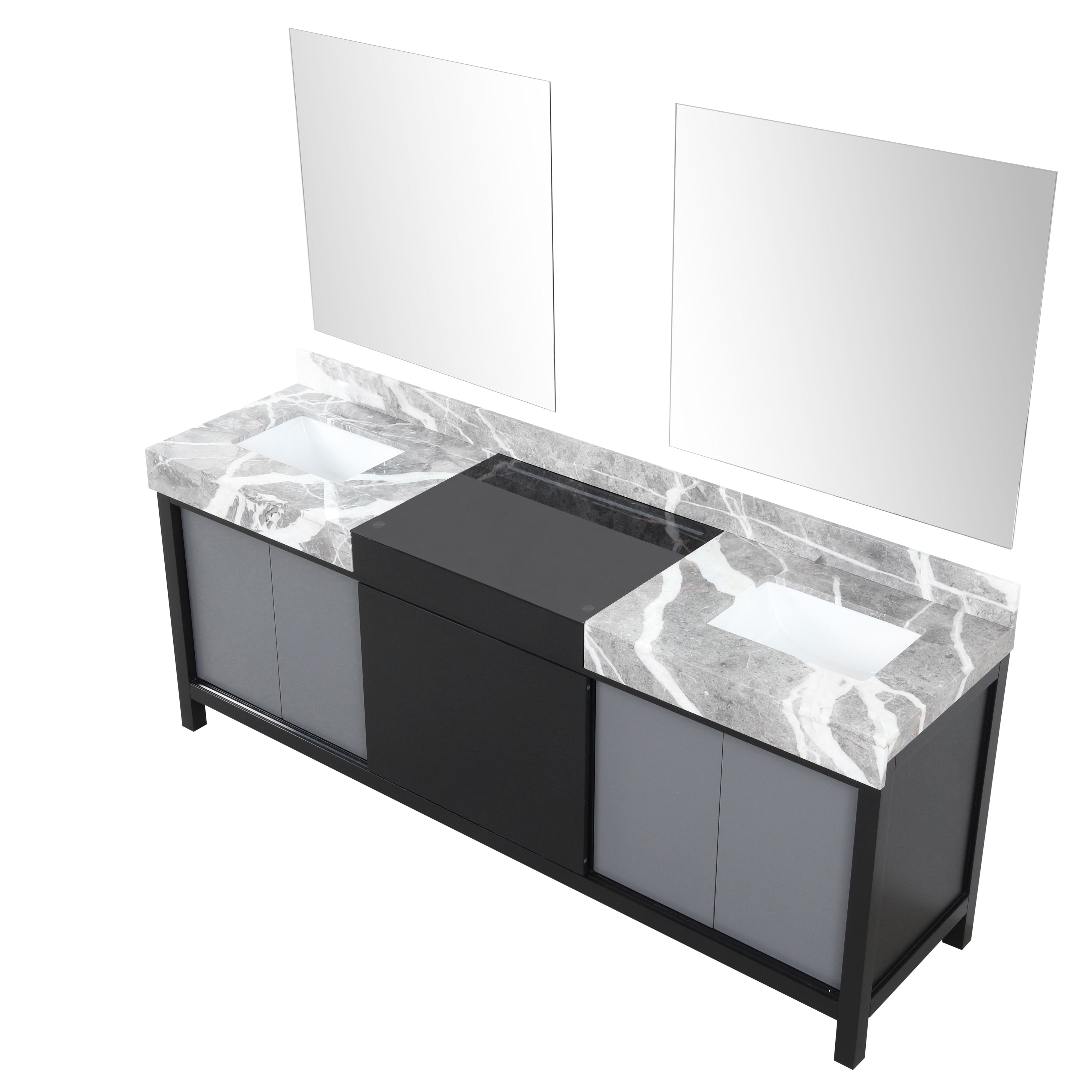 Zilara 84 in W x 22 in D Black and Grey Double Bath Vanity