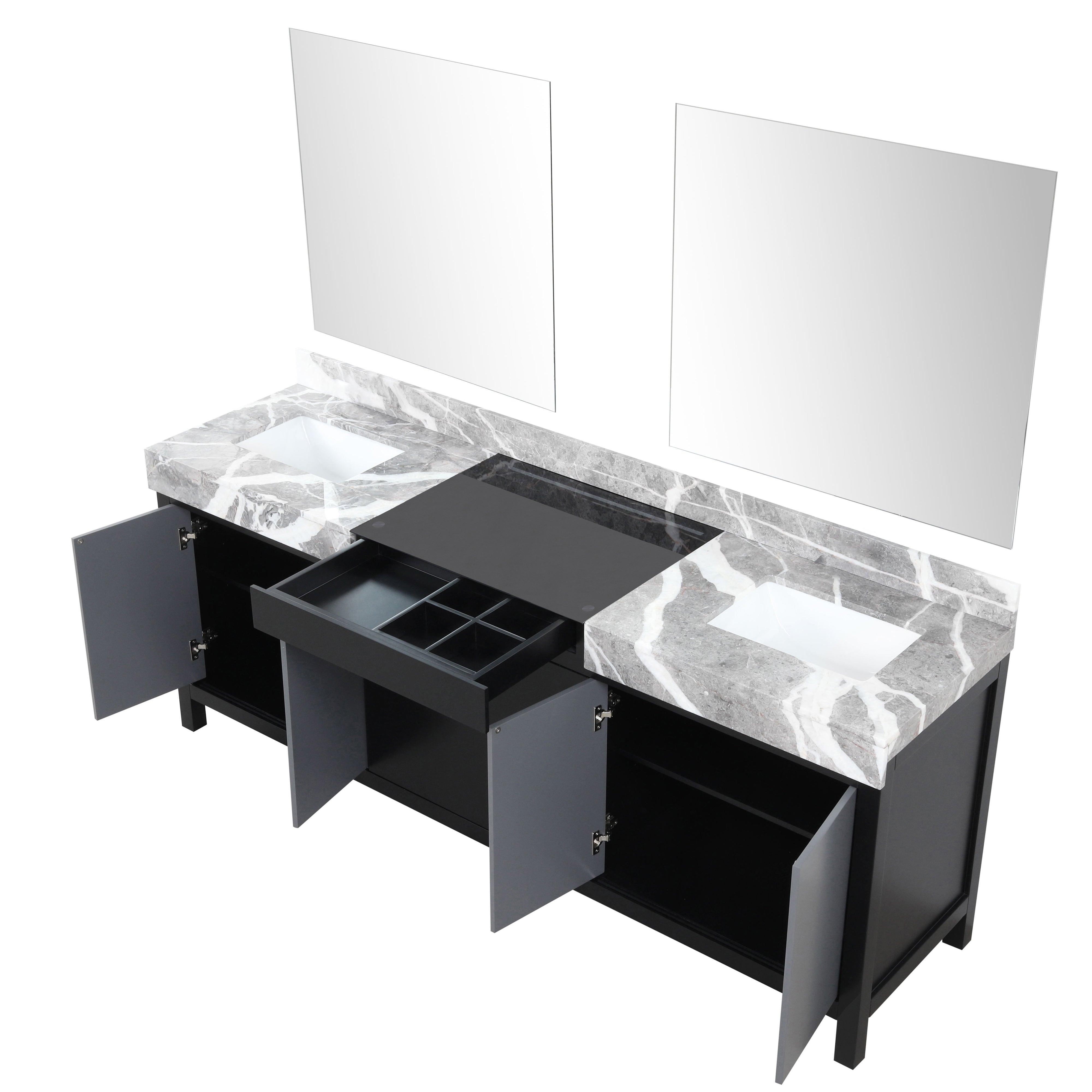 Zilara 84 in W x 22 in D Black and Grey Double Bath Vanity