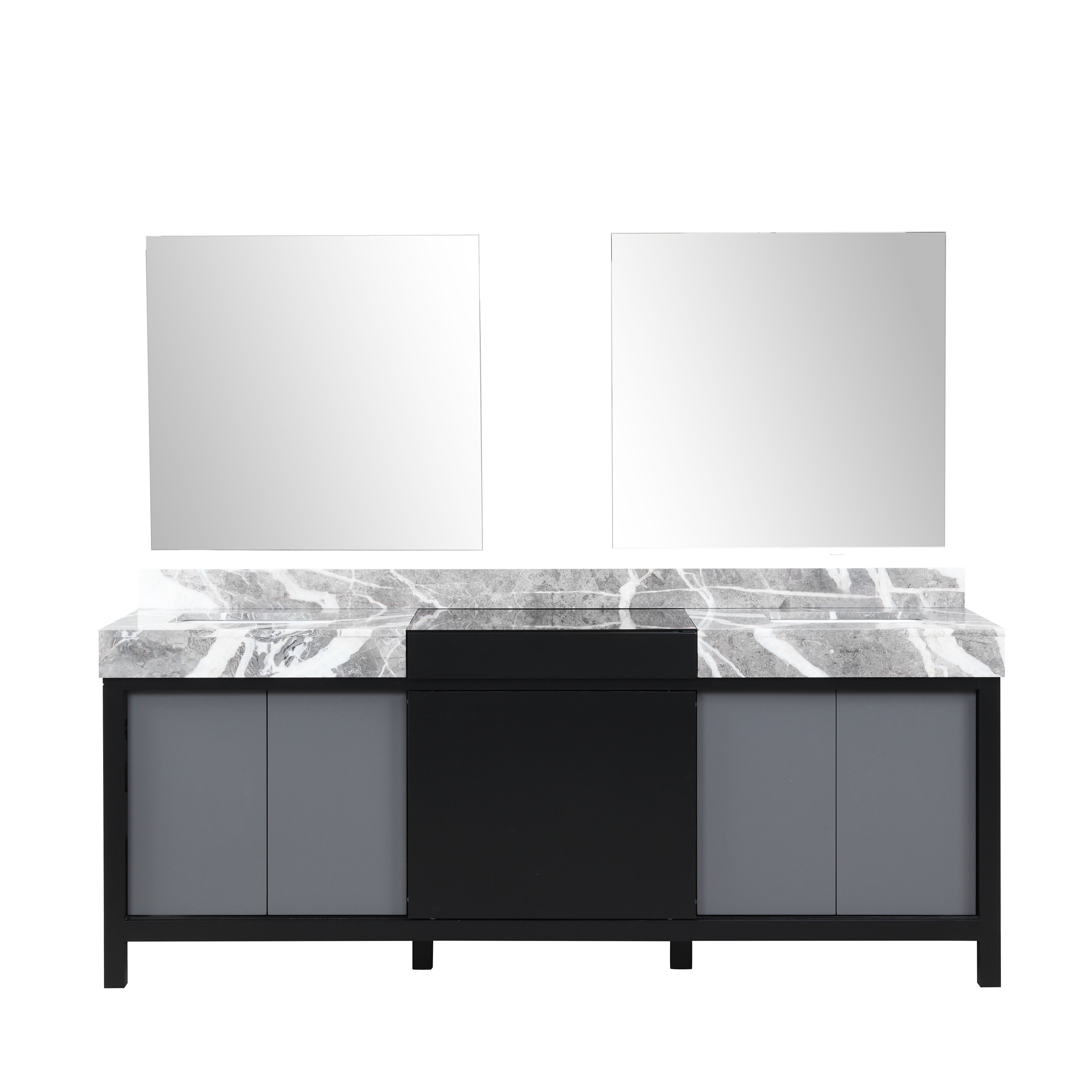 Zilara 84 in W x 22 in D Black and Grey Double Bath Vanity