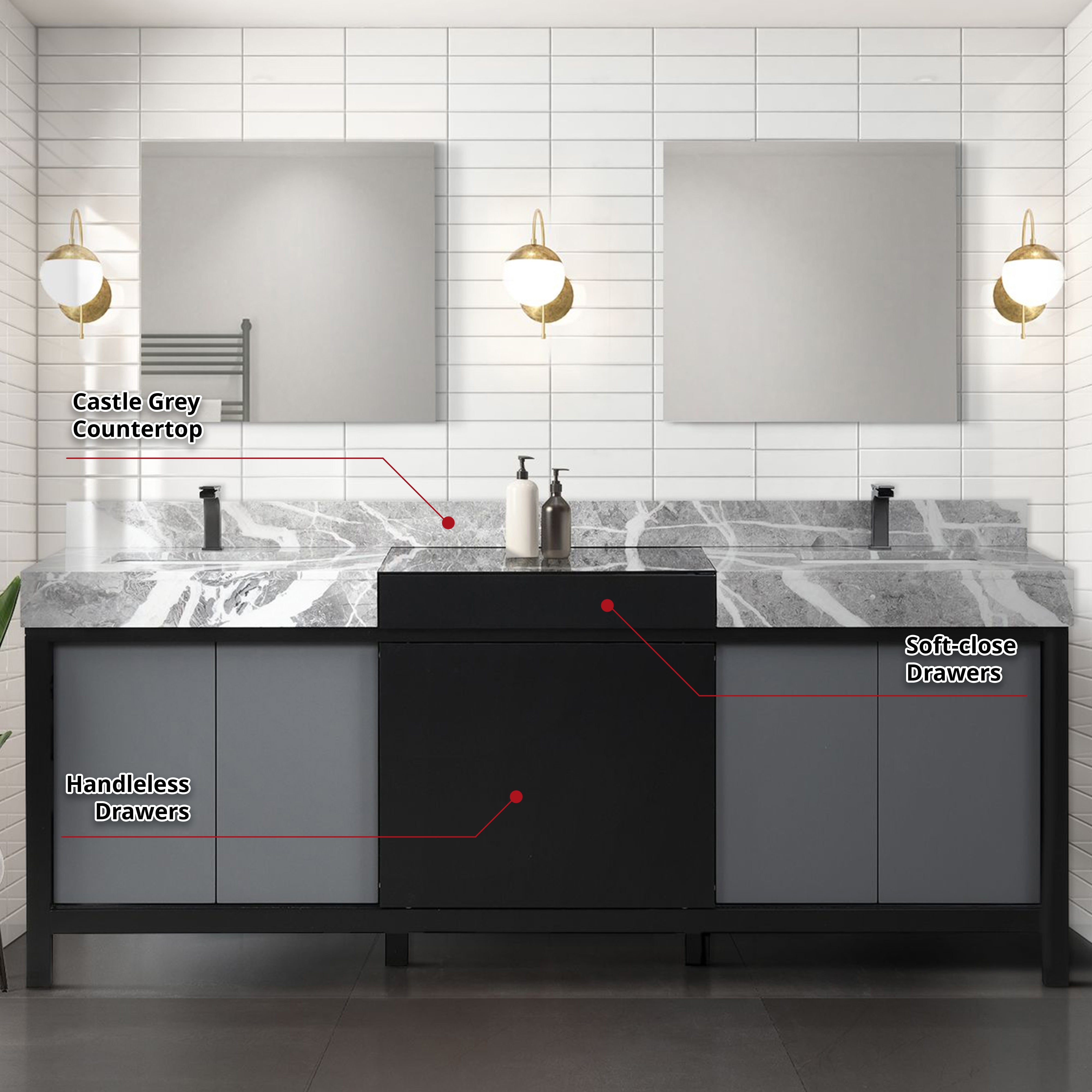 Zilara 84 in W x 22 in D Black and Grey Double Bath Vanity