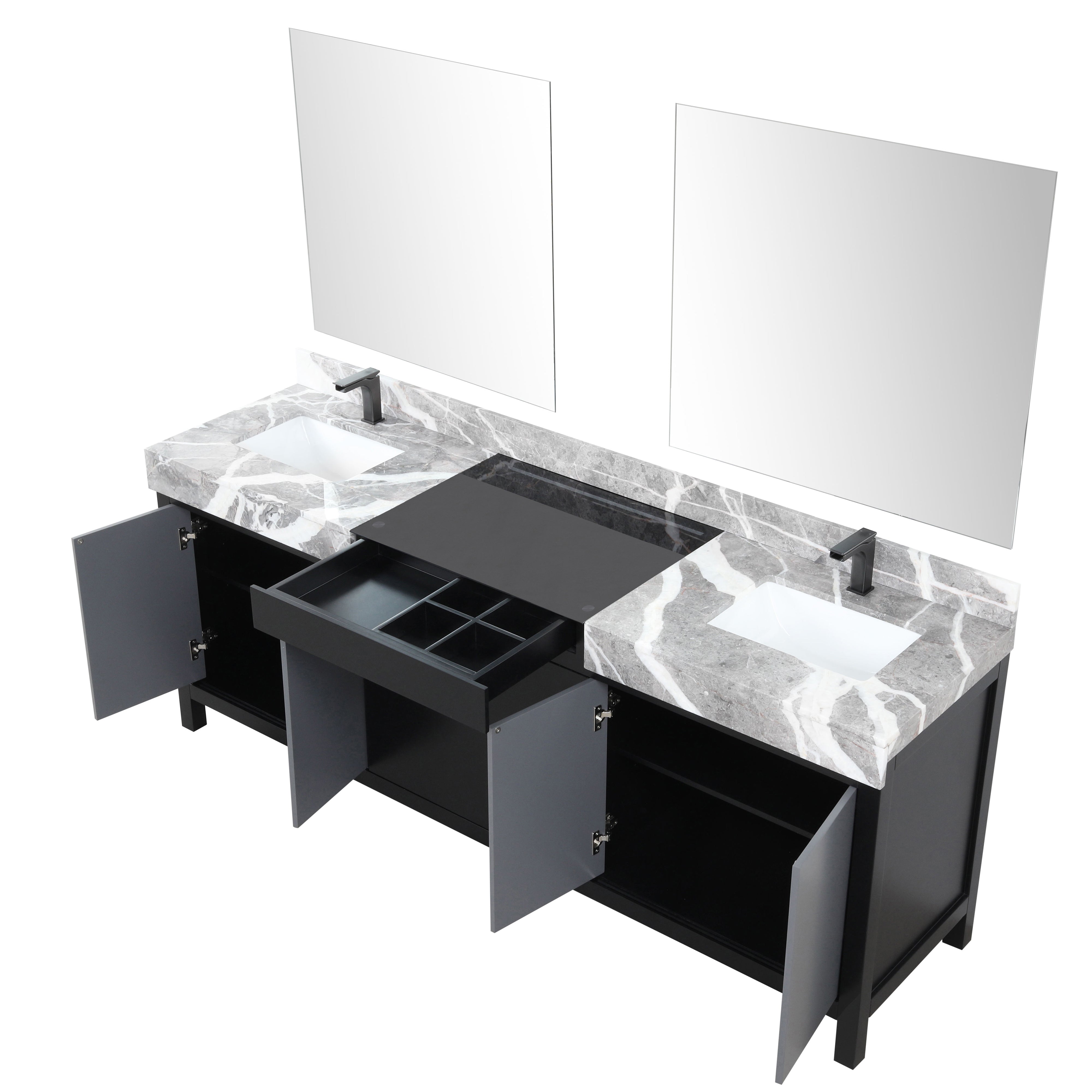 Zilara 84 in W x 22 in D Black and Grey Double Bath Vanity