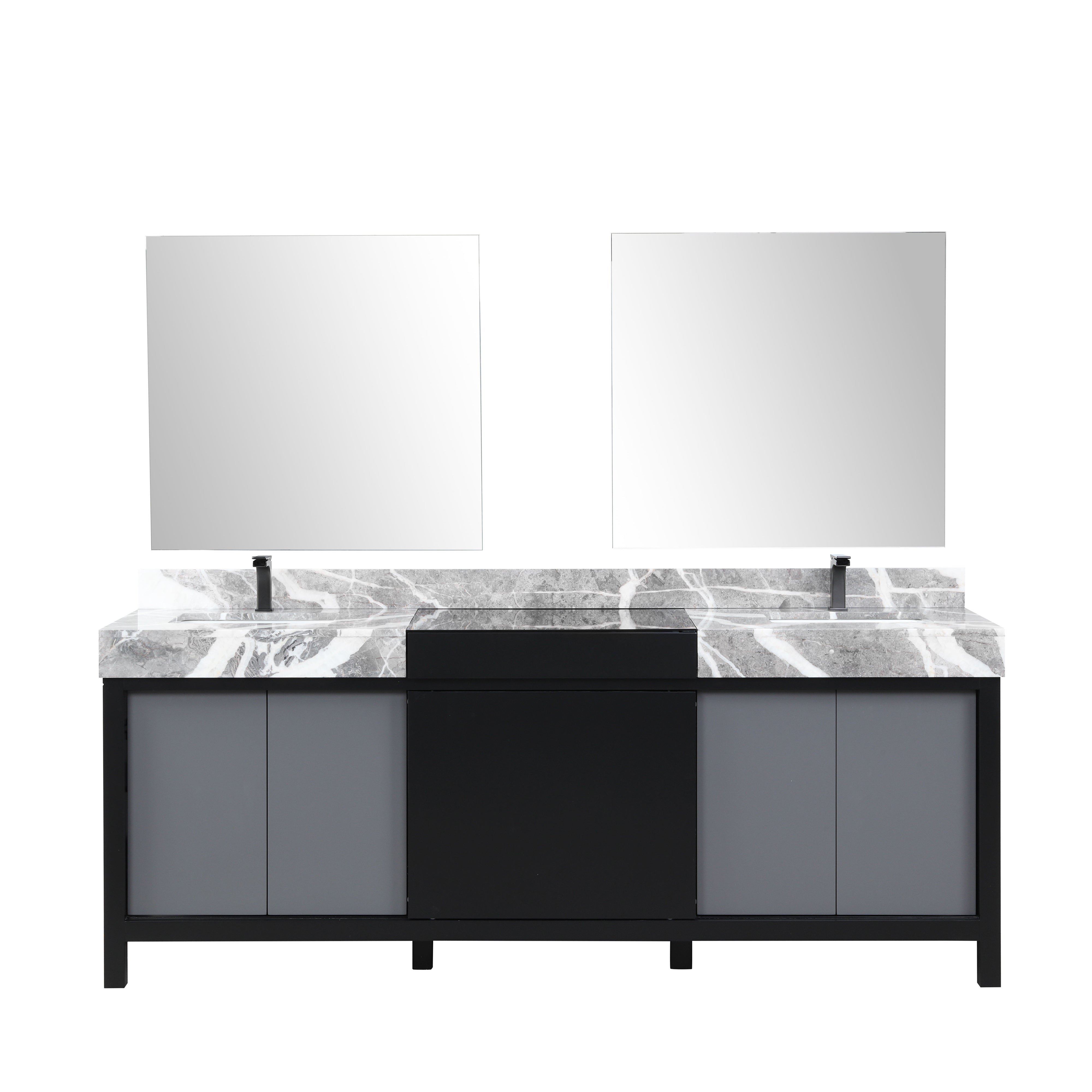 Zilara 84 in W x 22 in D Black and Grey Double Bath Vanity