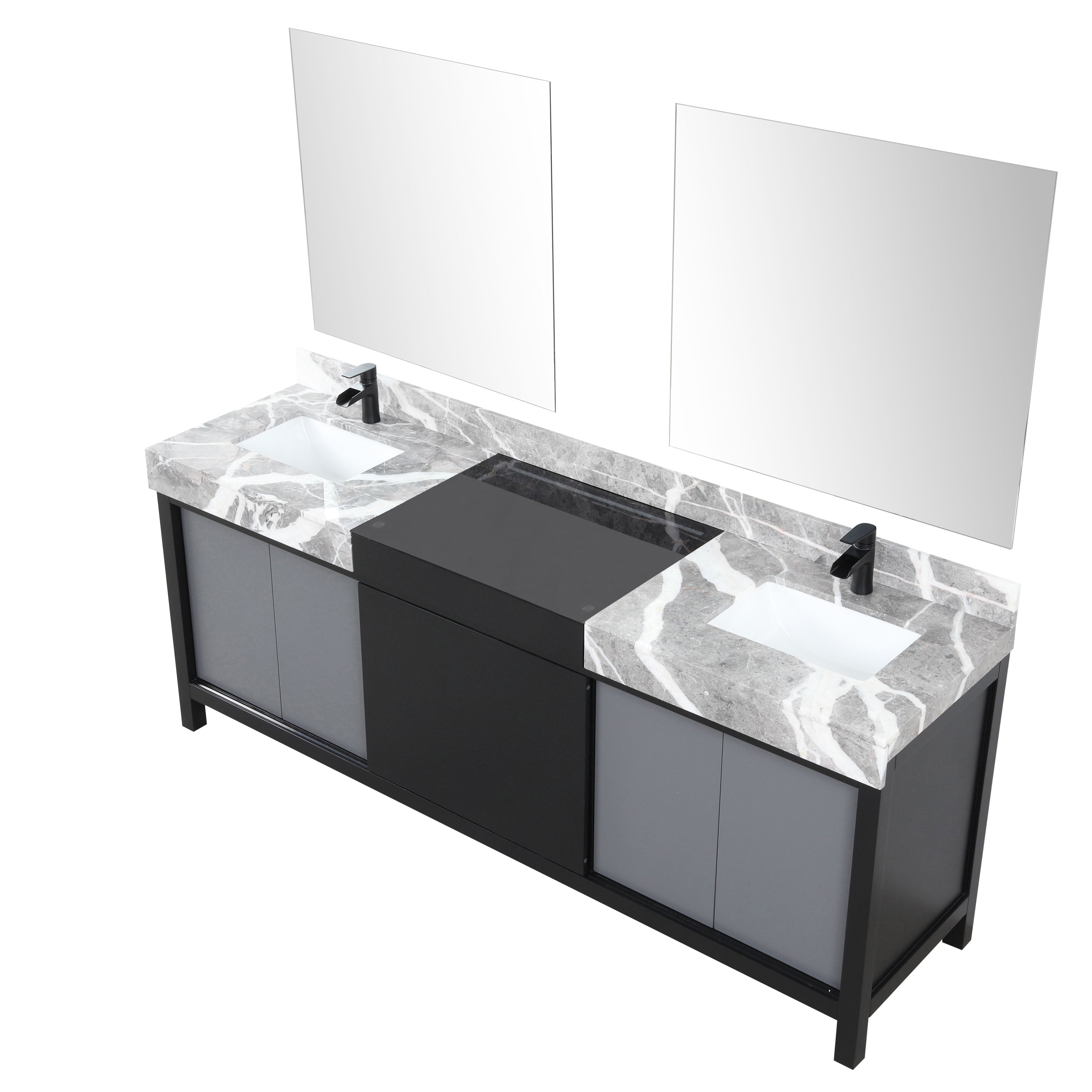 Zilara 84 in W x 22 in D Black and Grey Double Bath Vanity