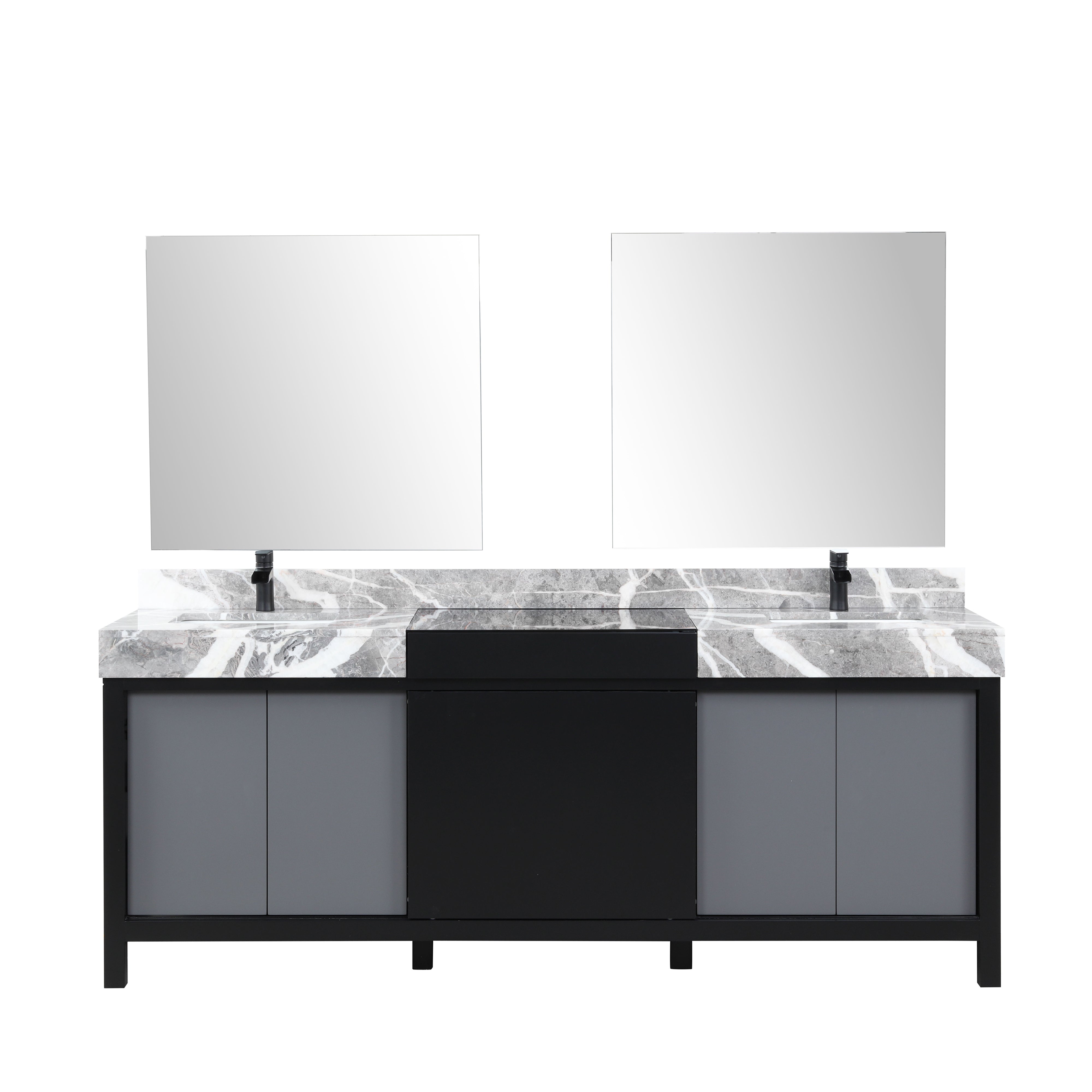 Zilara 84 in W x 22 in D Black and Grey Double Bath Vanity