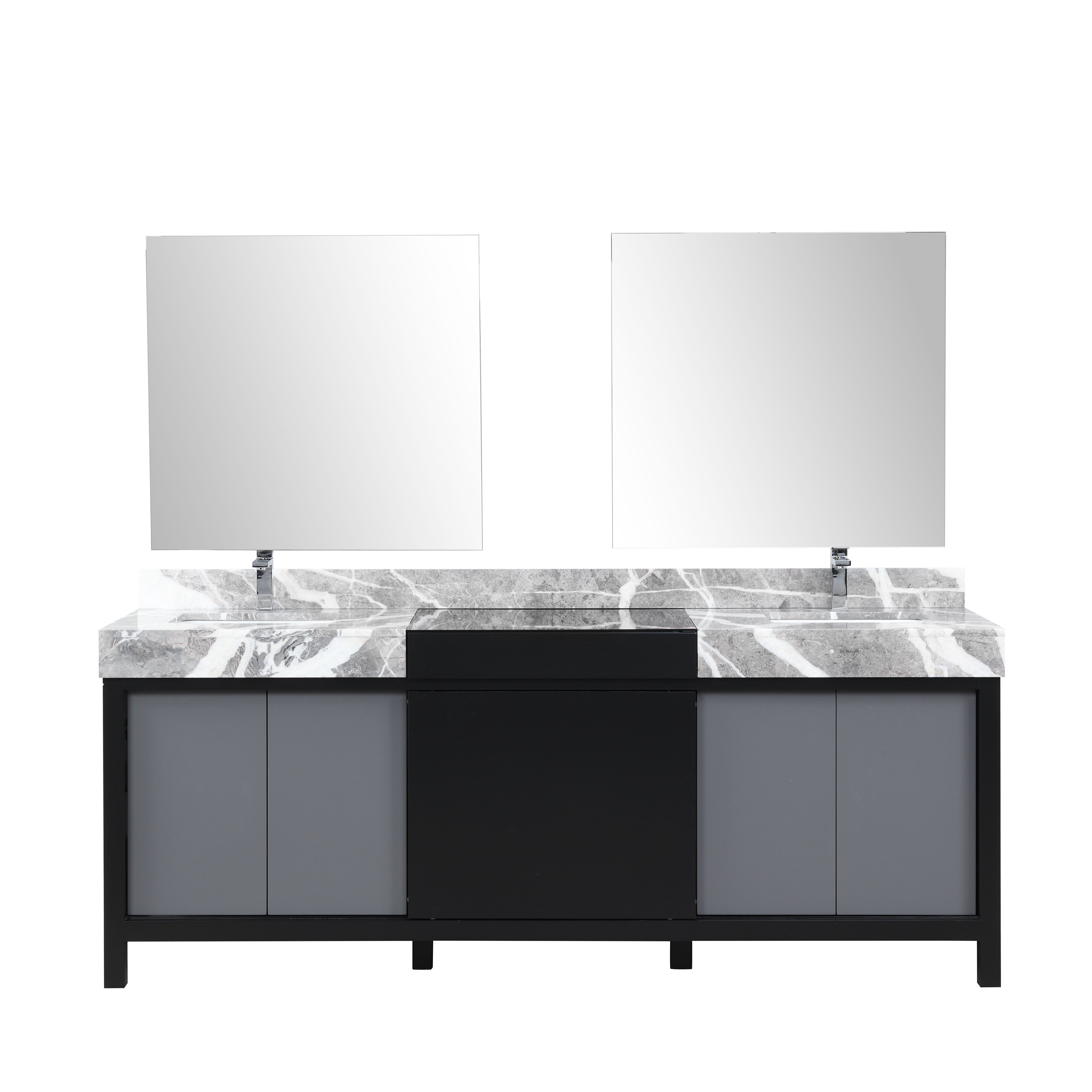 Zilara 84 in W x 22 in D Black and Grey Double Bath Vanity