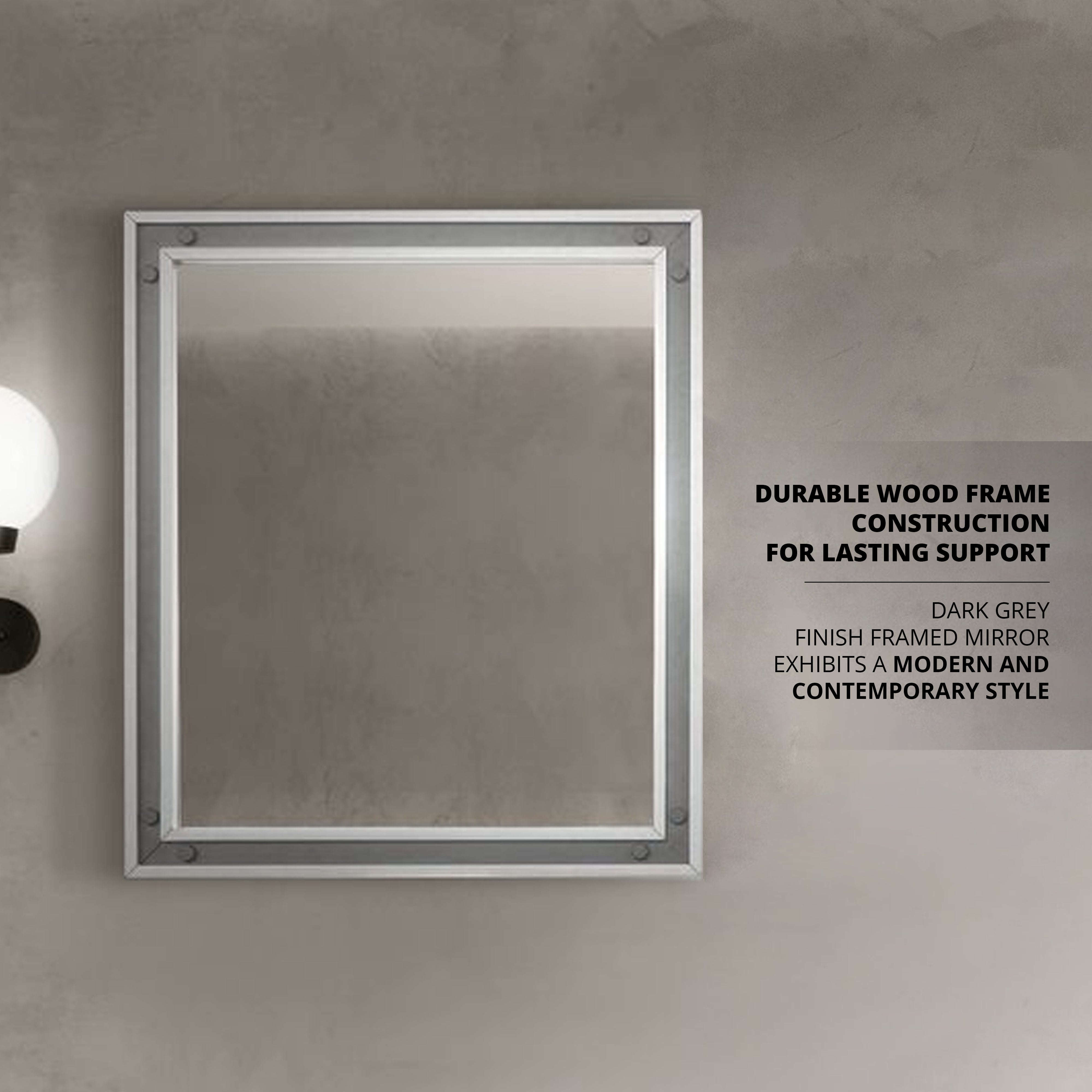 Ziva 30 in W x 32 in H Mirror with Black Metal Inlay