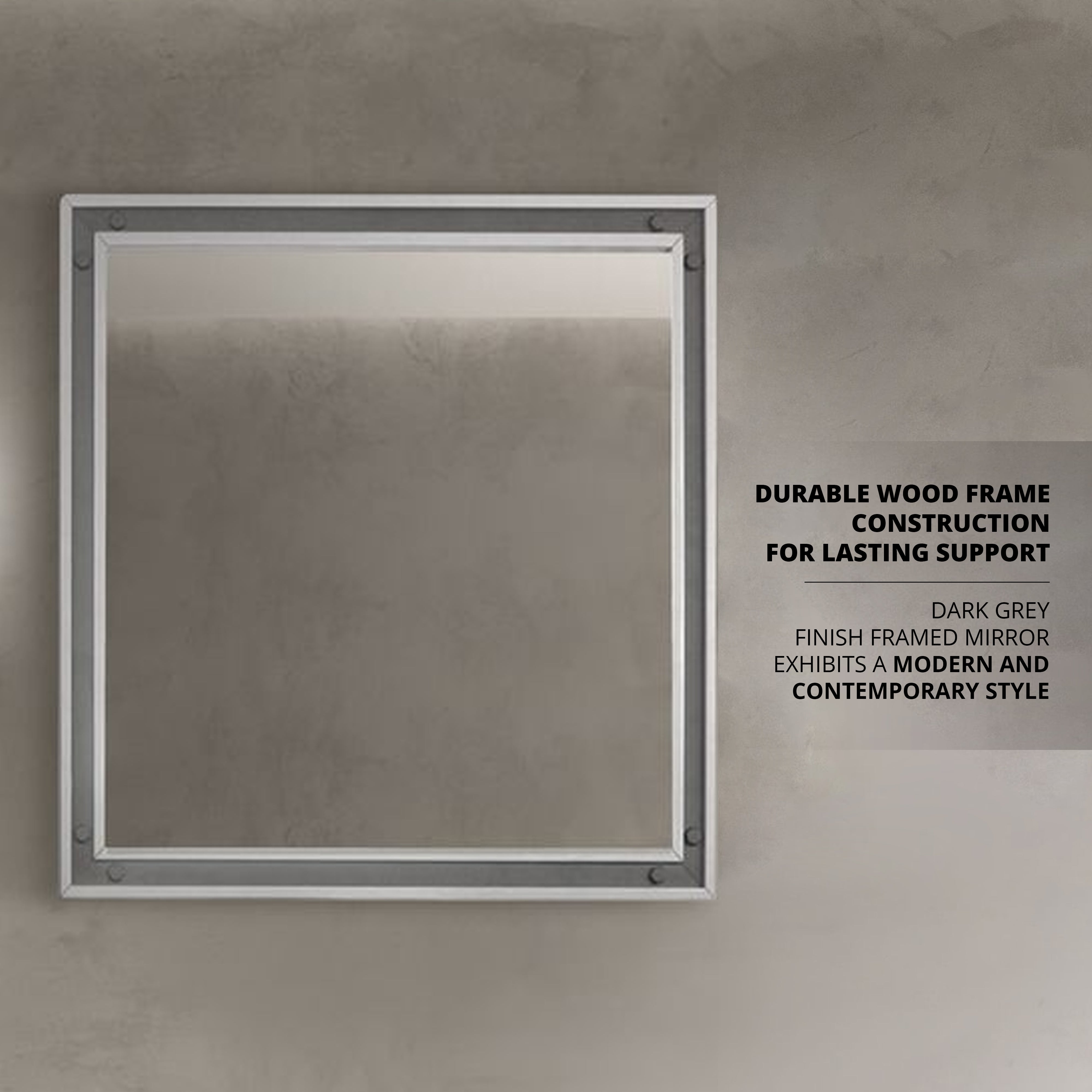 Ziva 34 in W x 32 in H Mirror with Black Metal Inlay
