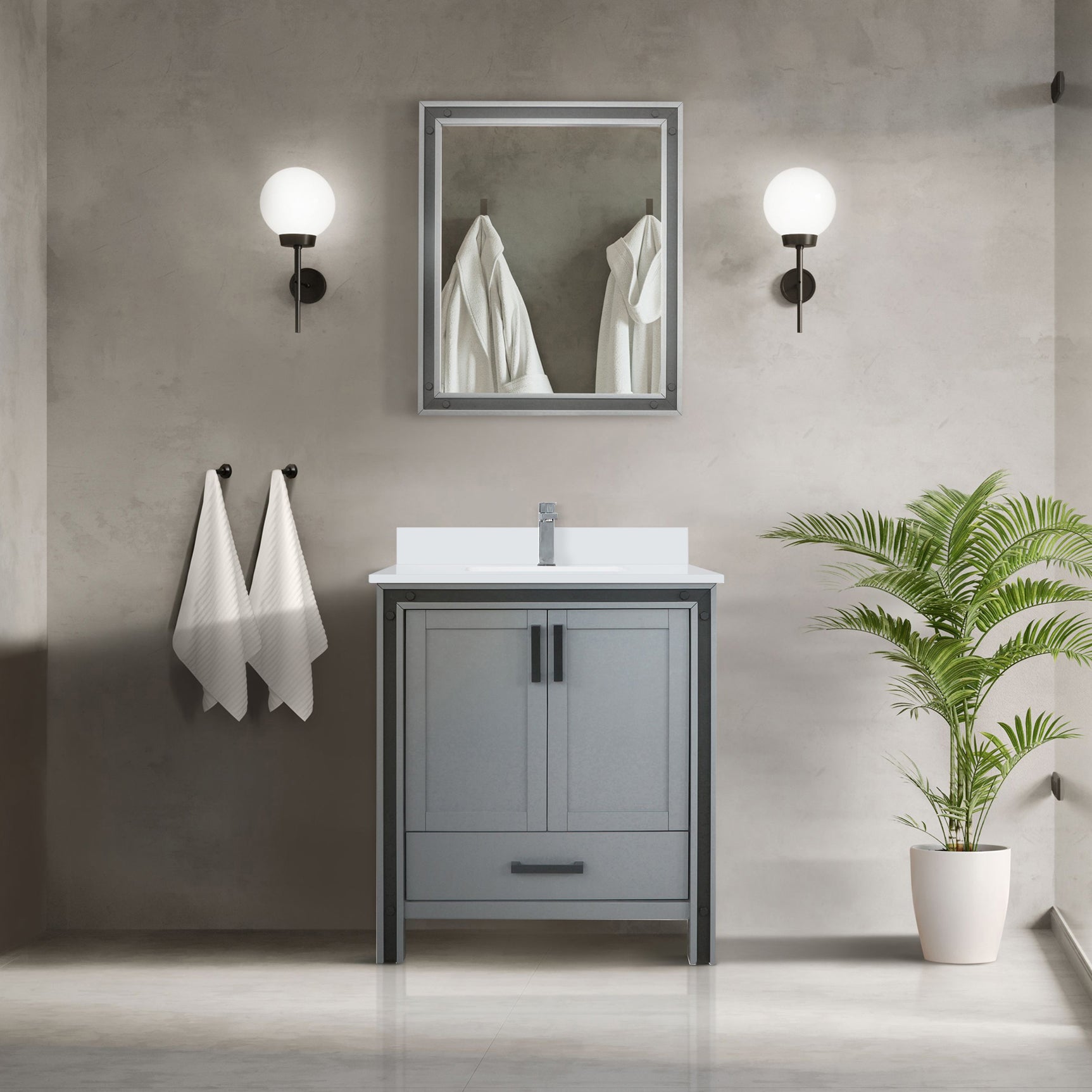 Ziva 30 in W x 22 in D Dark Grey Bath Vanity