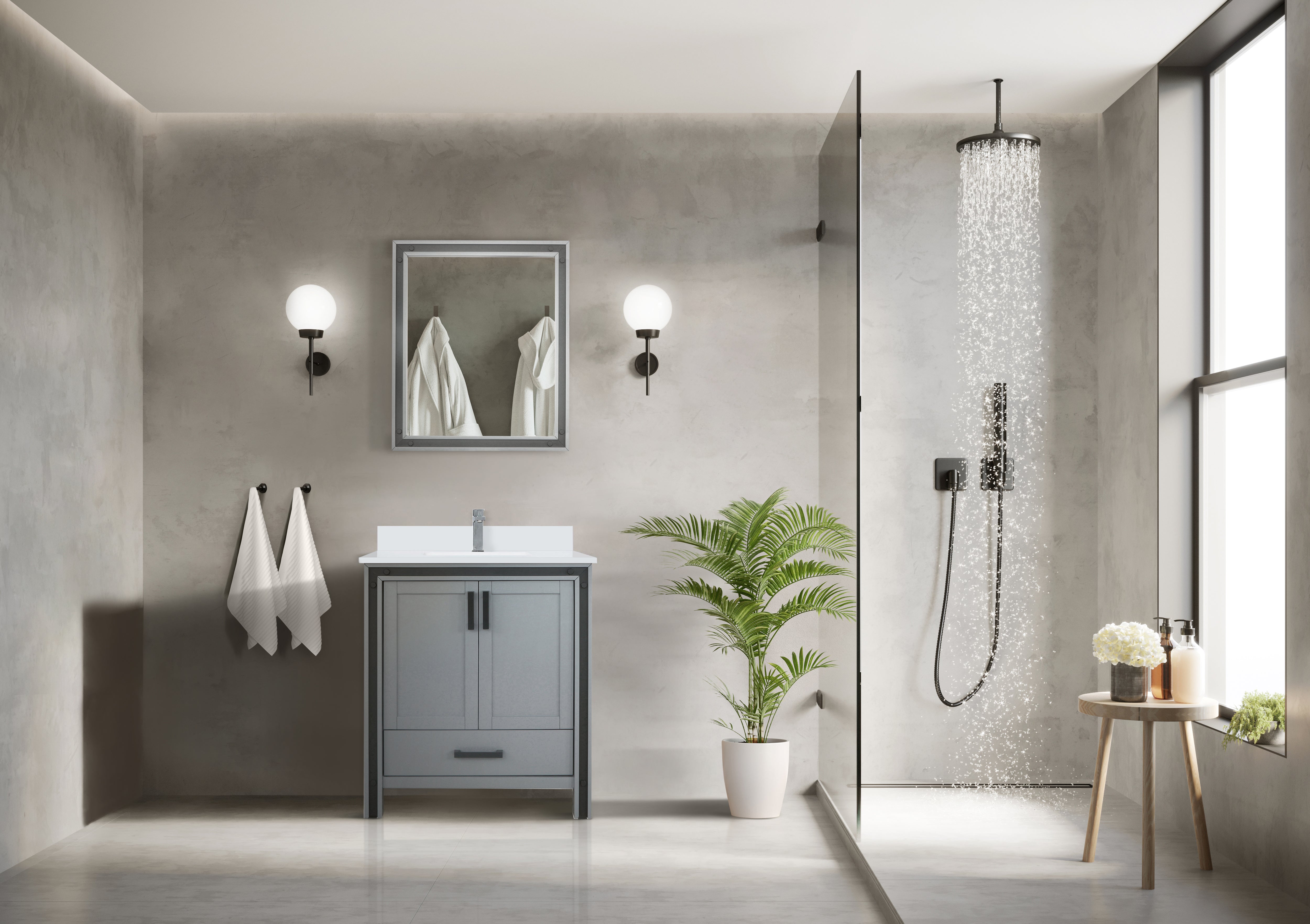 Ziva 30 in W x 22 in D Dark Grey Bath Vanity