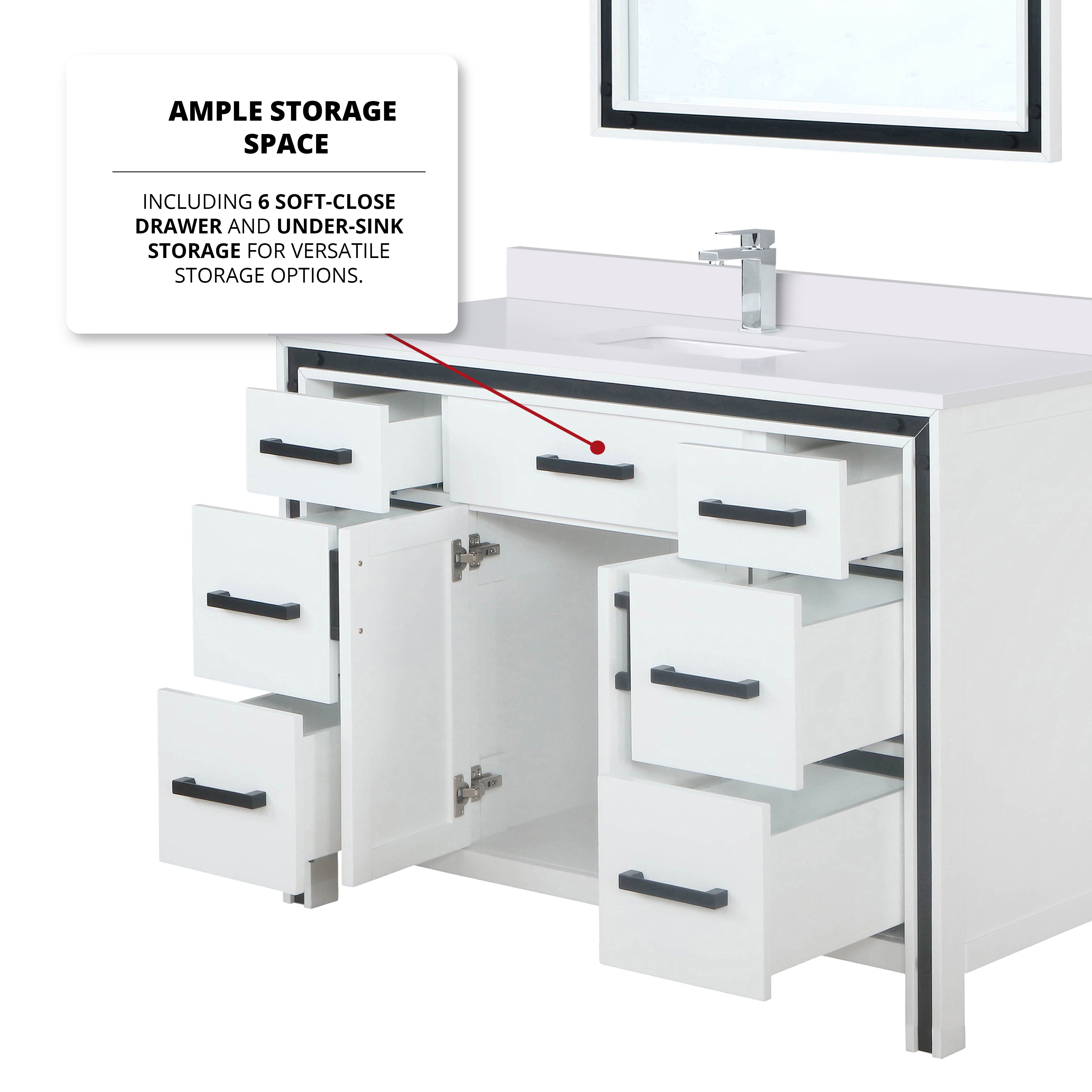 Ziva 48 in W x 22 in D White Bath Vanity