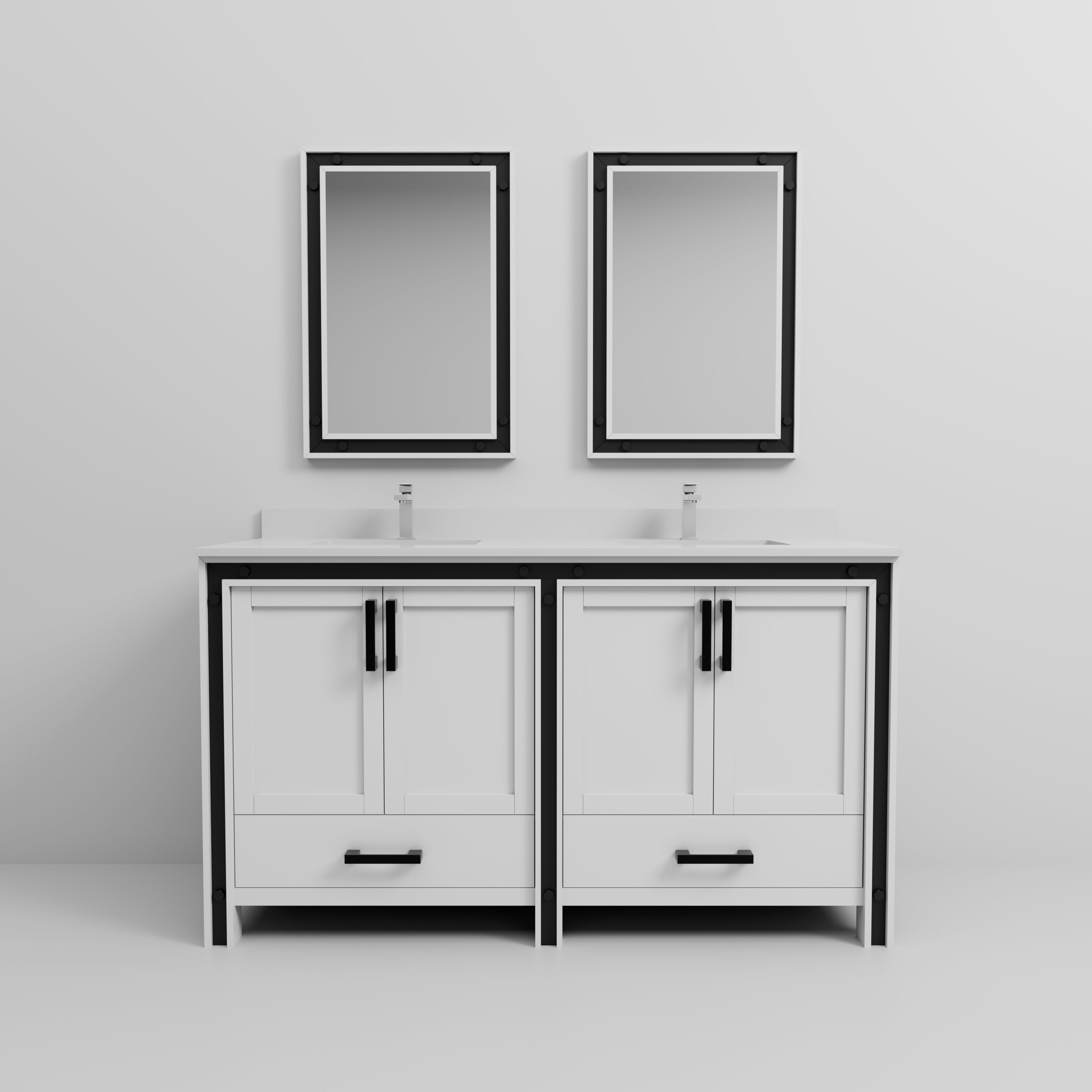 Ziva 60 in W x 22 in D White Double Bath Vanity