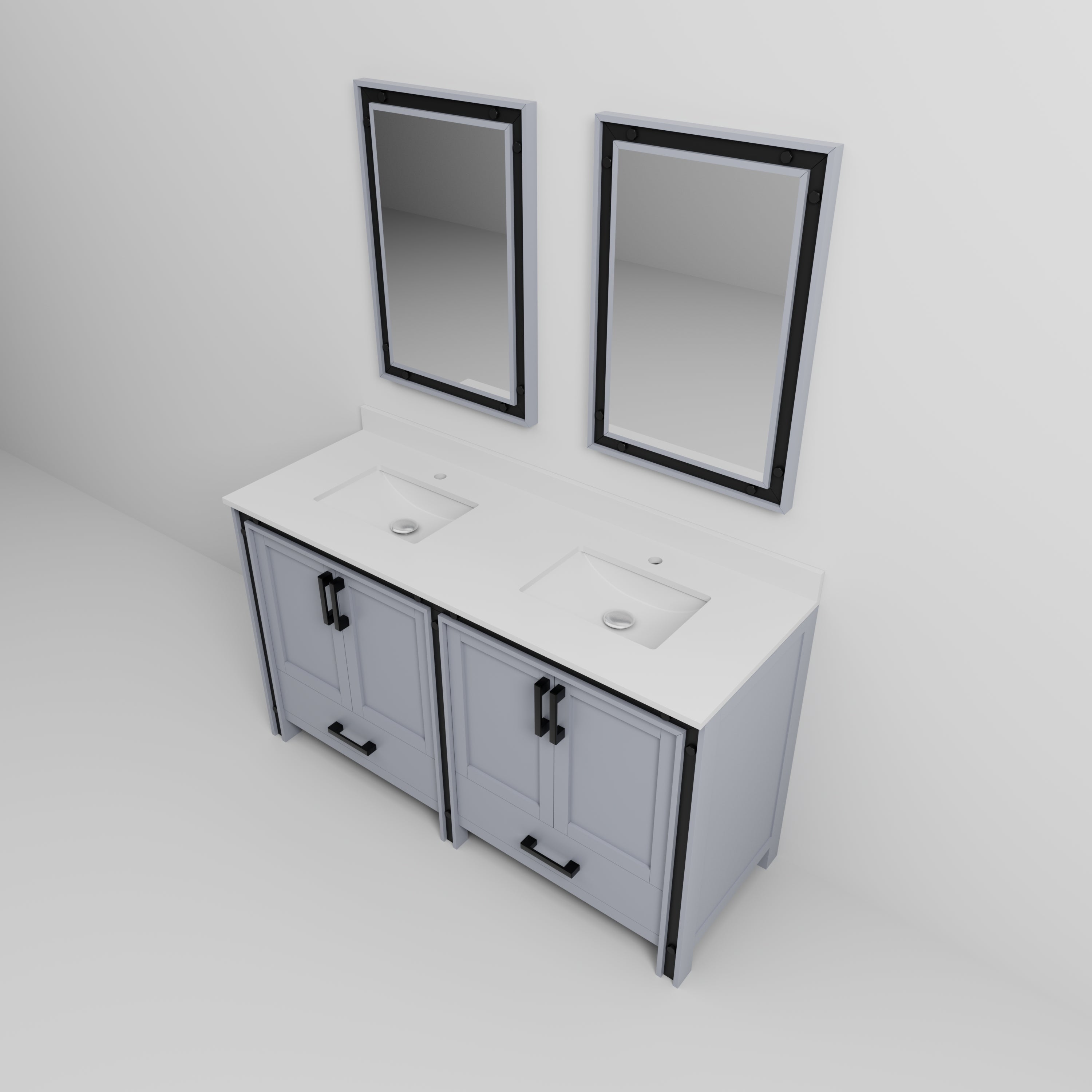 Ziva 60 in W x 22 in D Dark Grey Double Bath Vanity