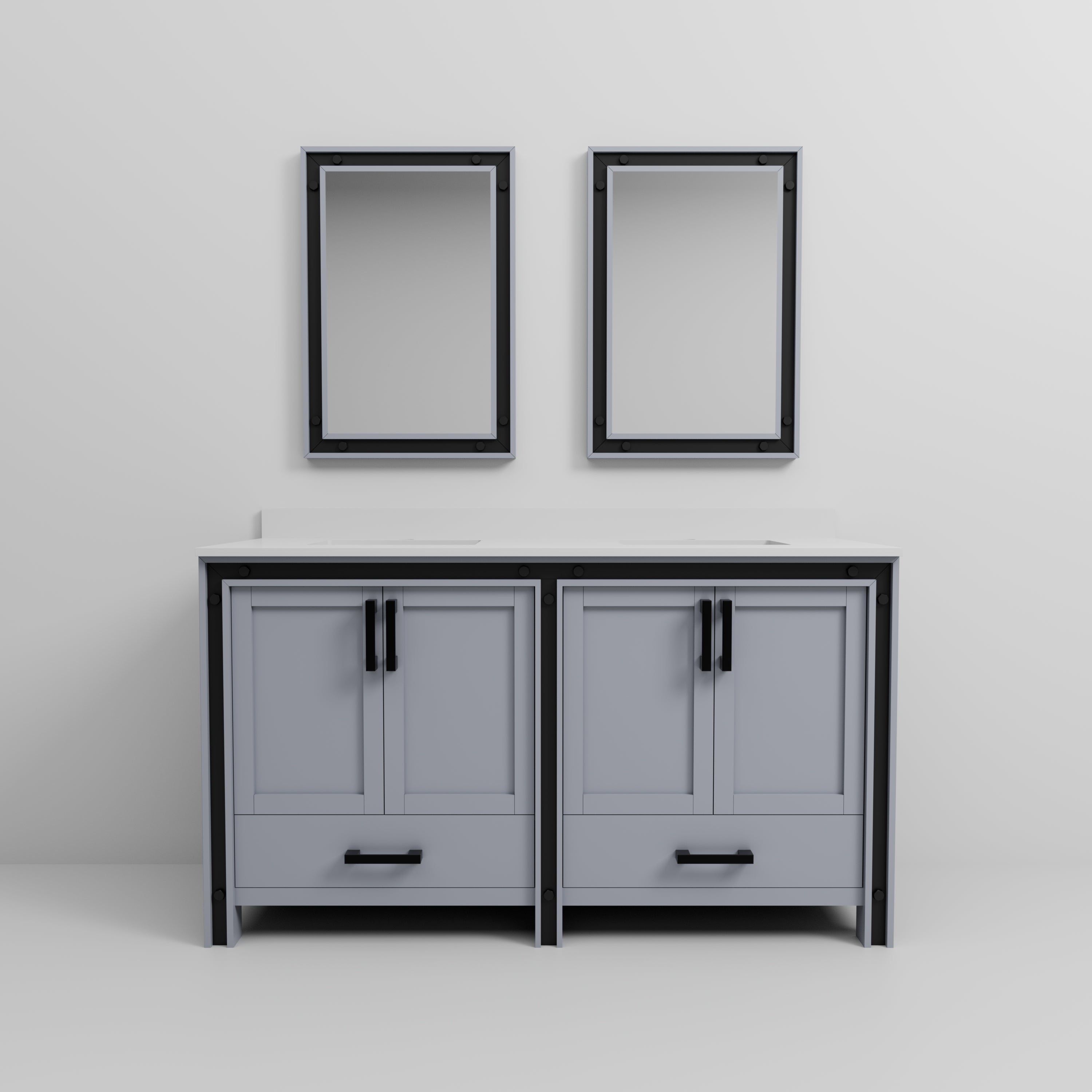 Ziva 60 in W x 22 in D Dark Grey Double Bath Vanity