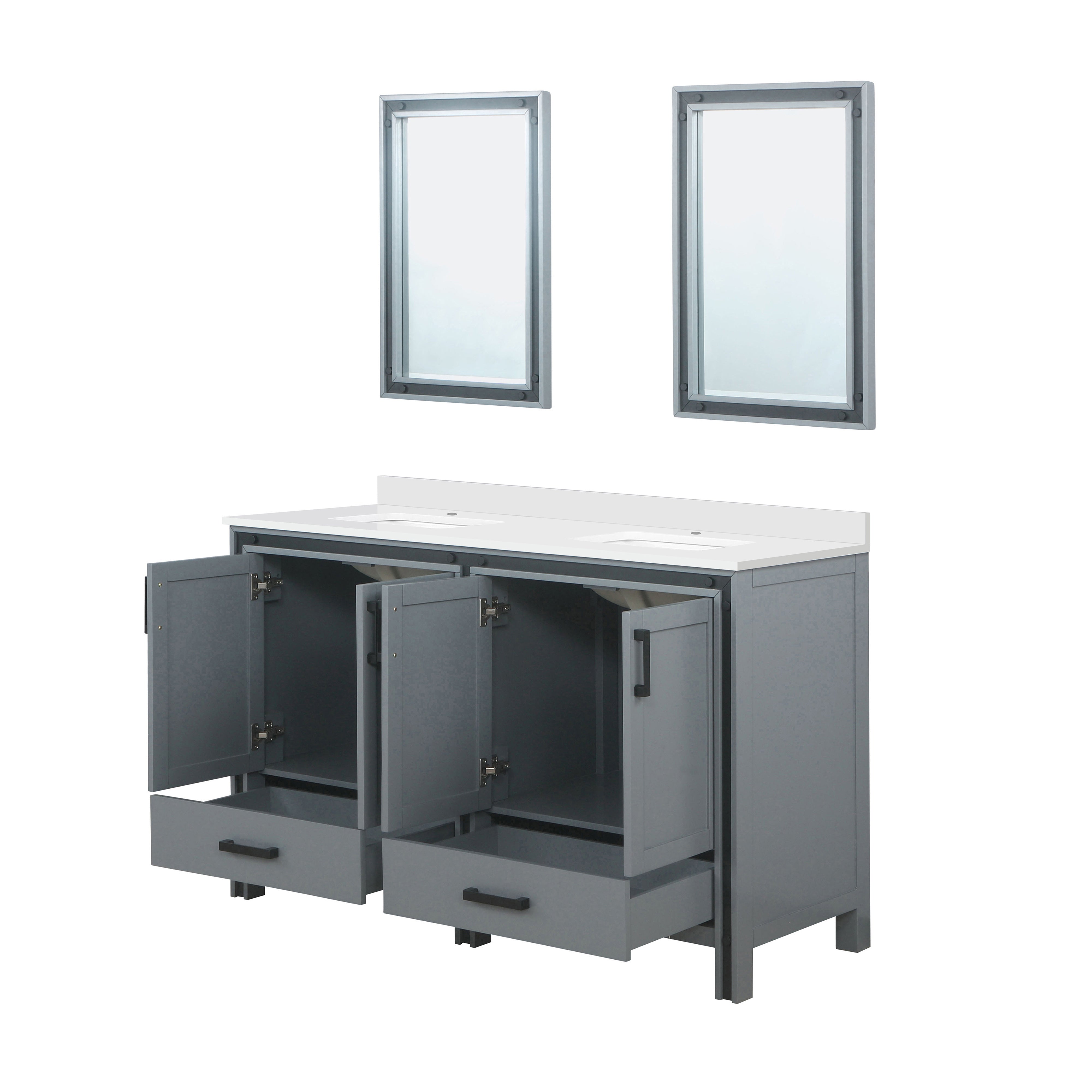 Ziva 60 in W x 22 in D Dark Grey Double Bath Vanity