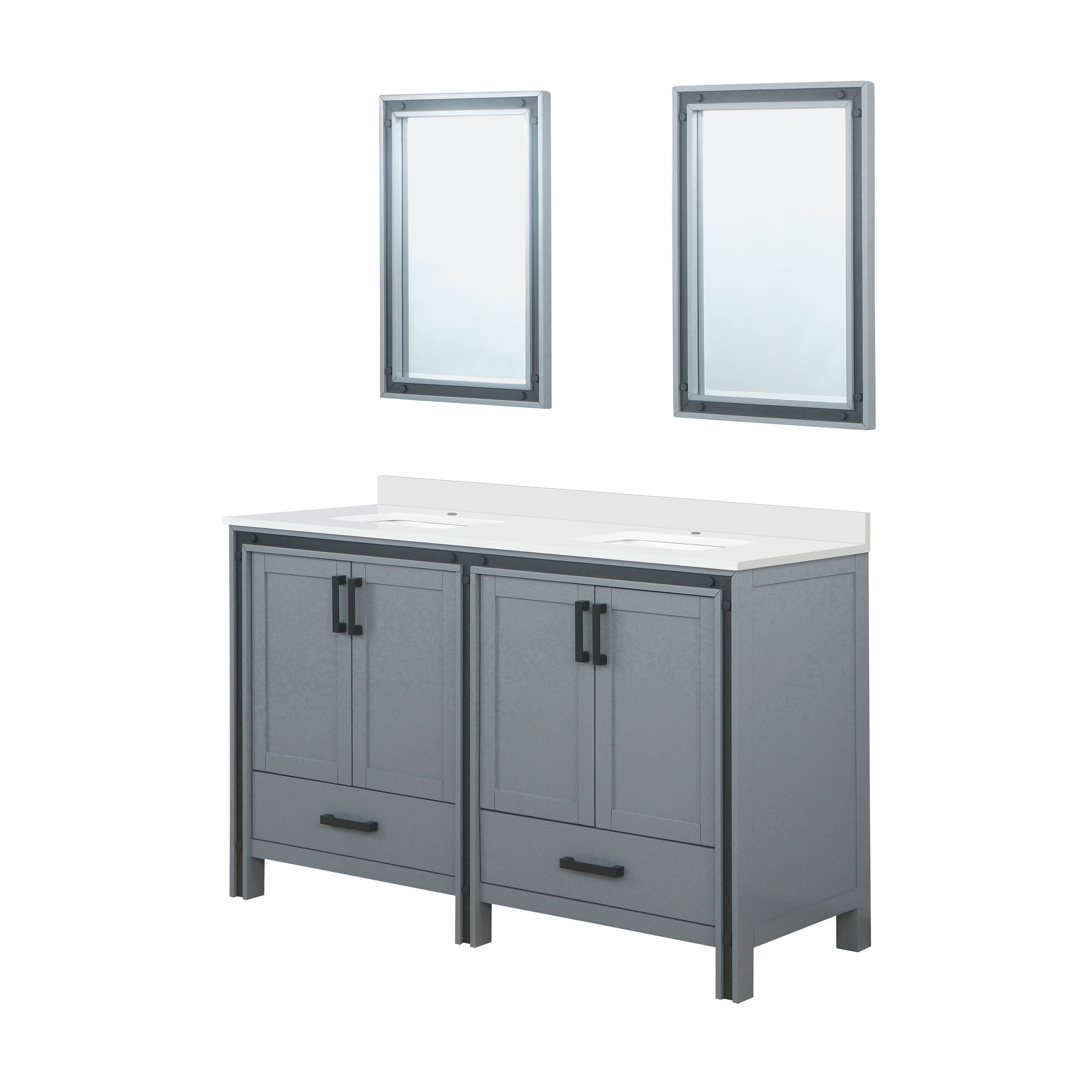 Ziva 60 in W x 22 in D Dark Grey Double Bath Vanity