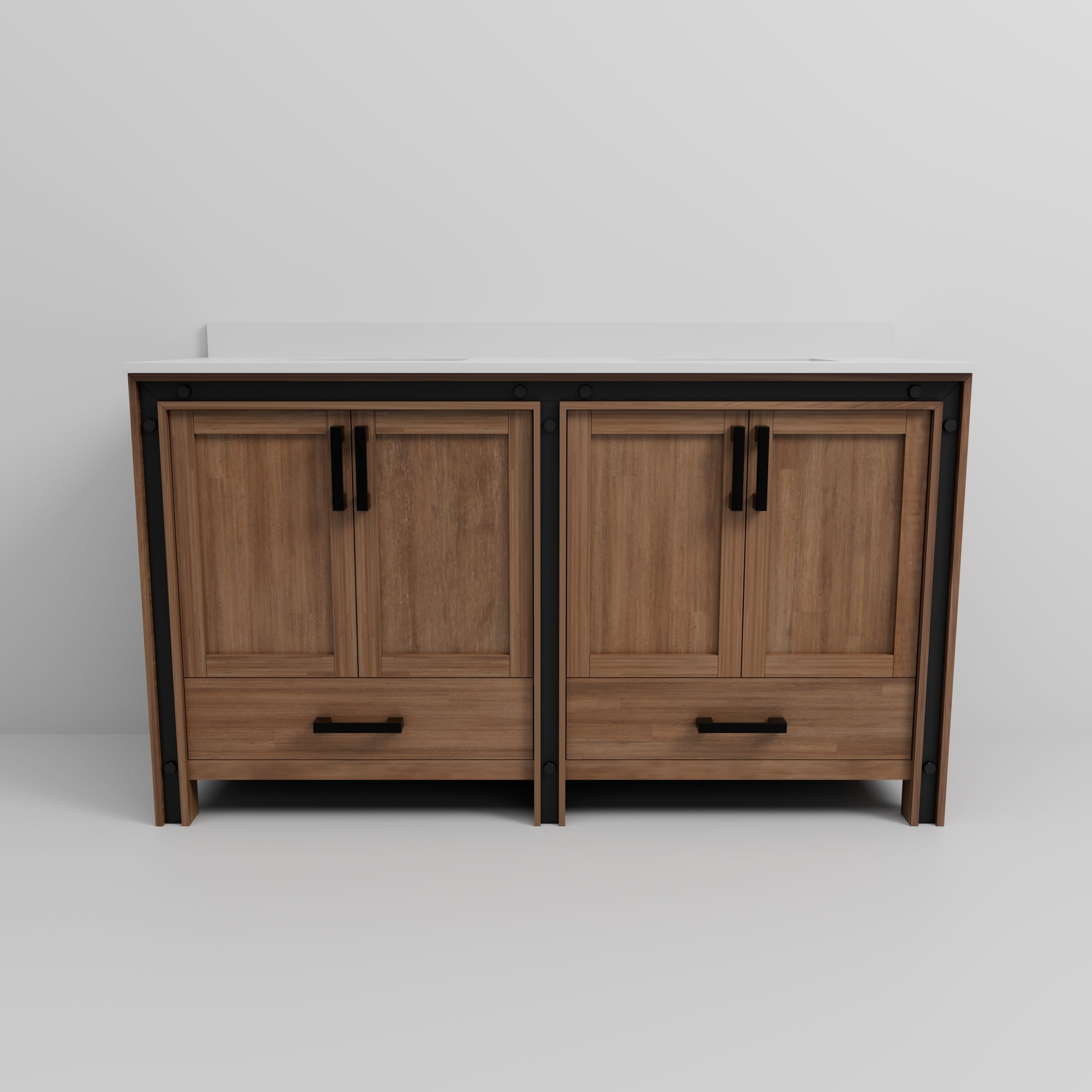 Ziva 60 in W x 22 in D Rustic Barnwood Double Bath Vanity