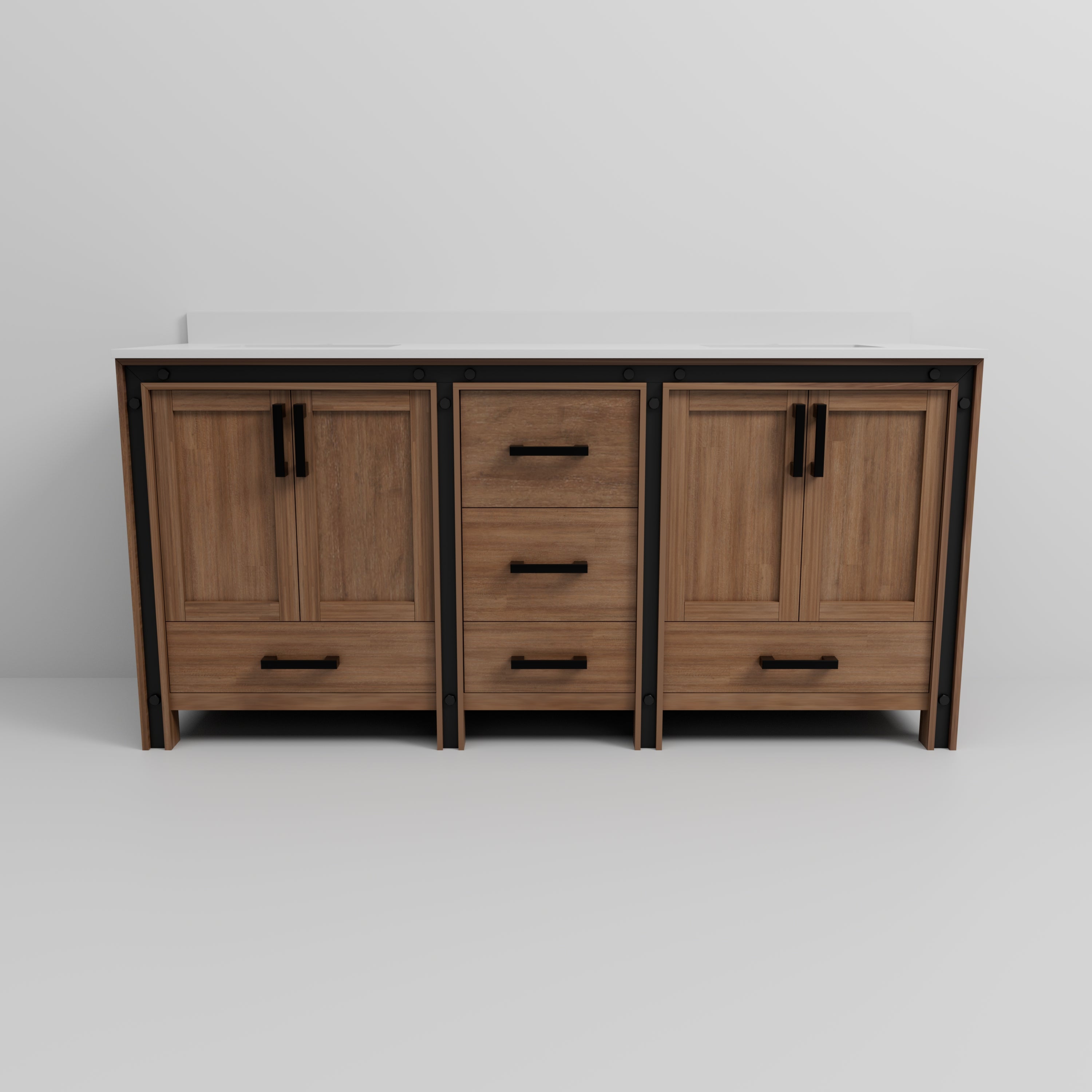 Ziva 72 in W x 22 in D Rustic Barnwood Double Bath Vanity