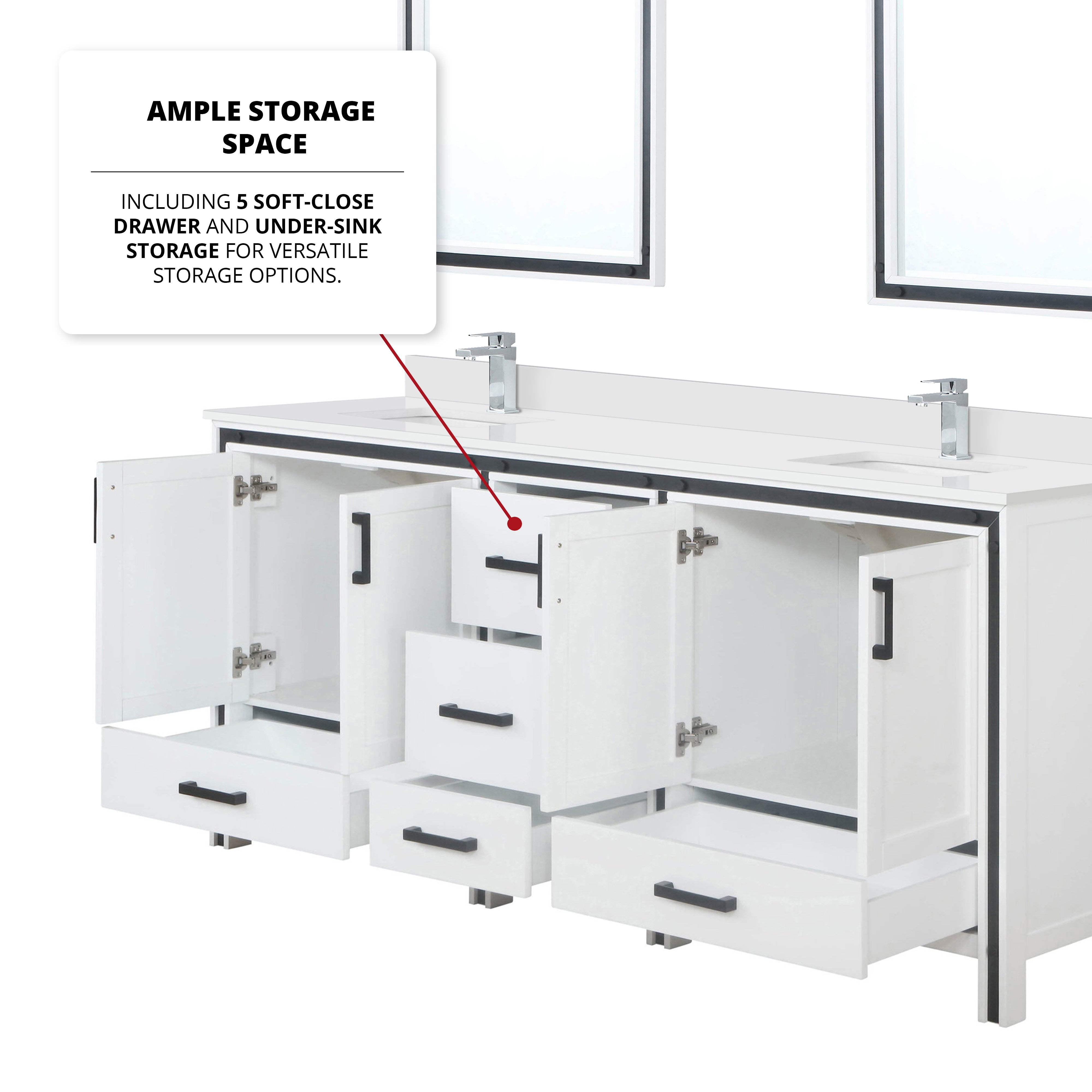 Ziva 80 in W x 22 in D White Double Bath Vanity