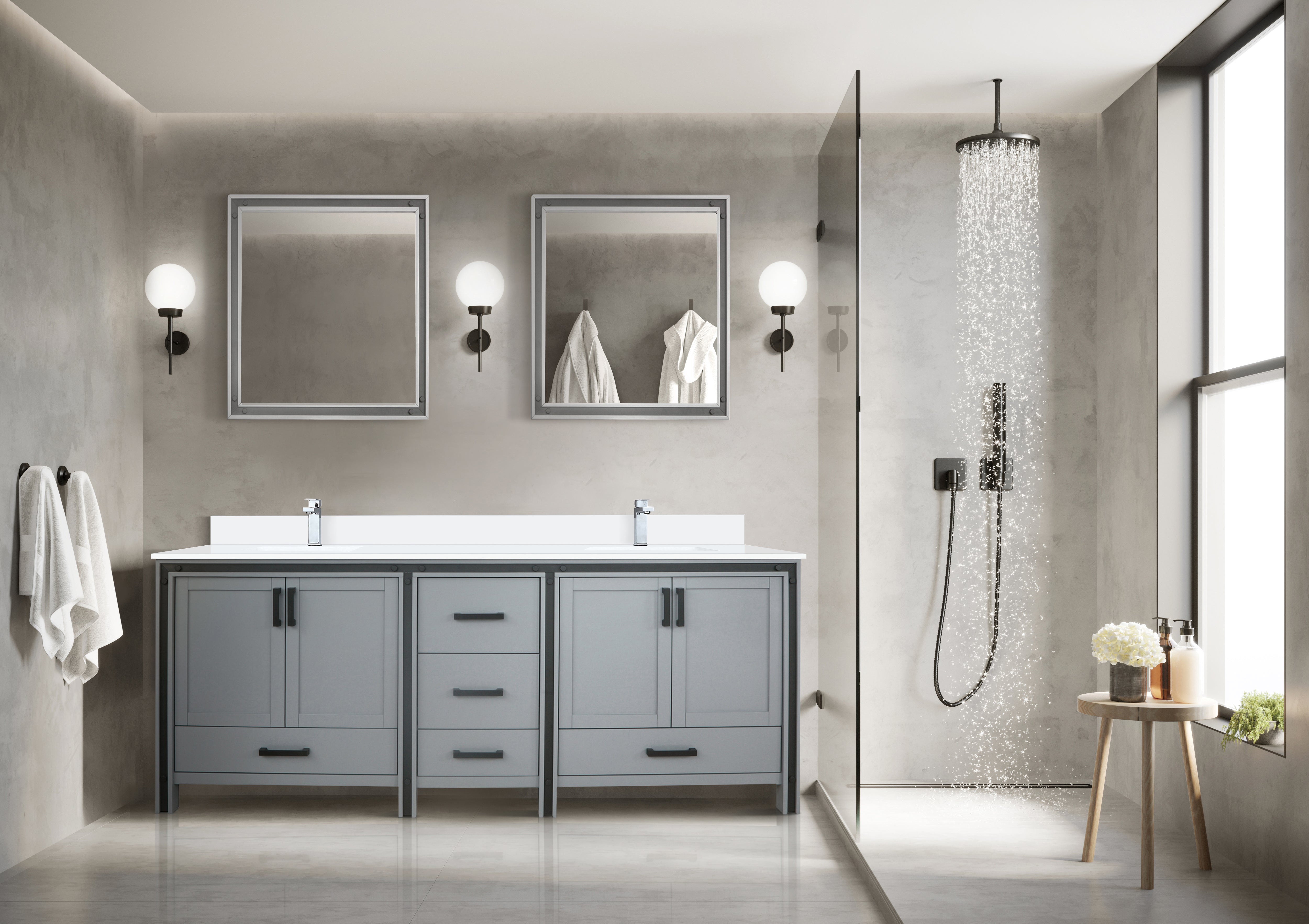 Ziva 80 in W x 22 in D Dark Grey Double Bath Vanity