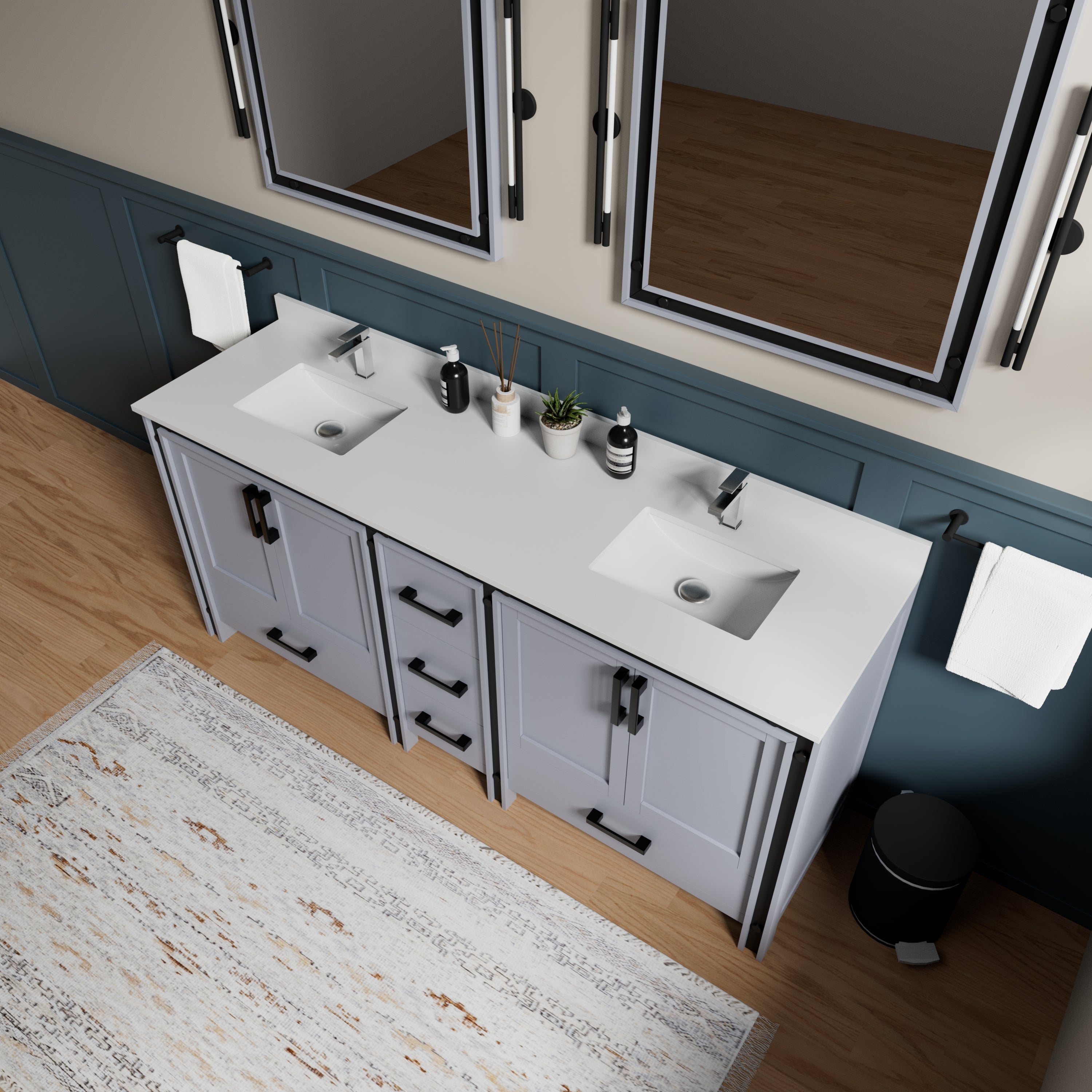 Ziva 80 in W x 22 in D Dark Grey Double Bath Vanity