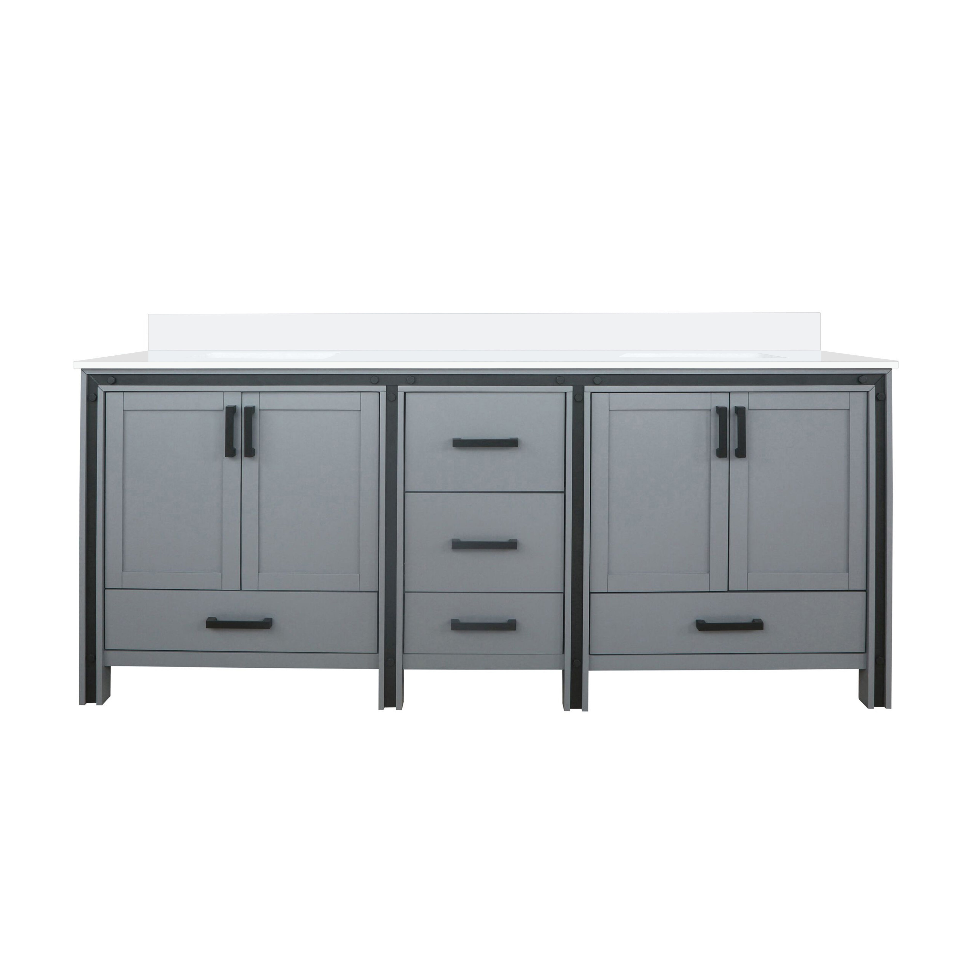 Ziva 80 in W x 22 in D Dark Grey Double Bath Vanity