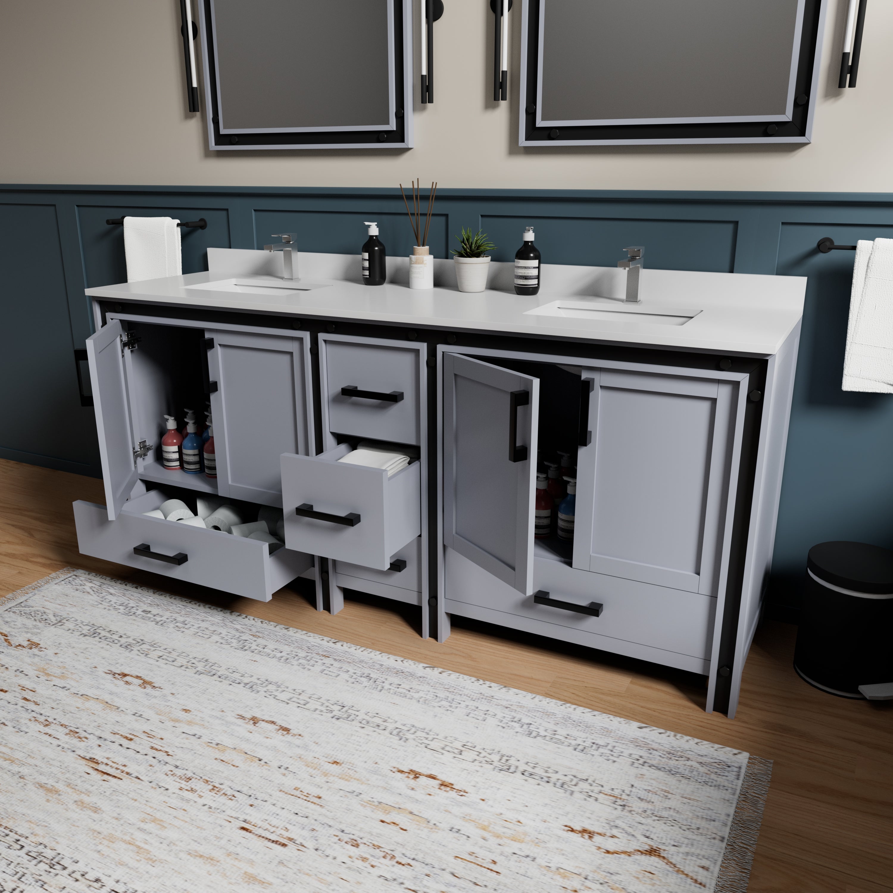 Ziva 80 in W x 22 in D Dark Grey Double Bath Vanity