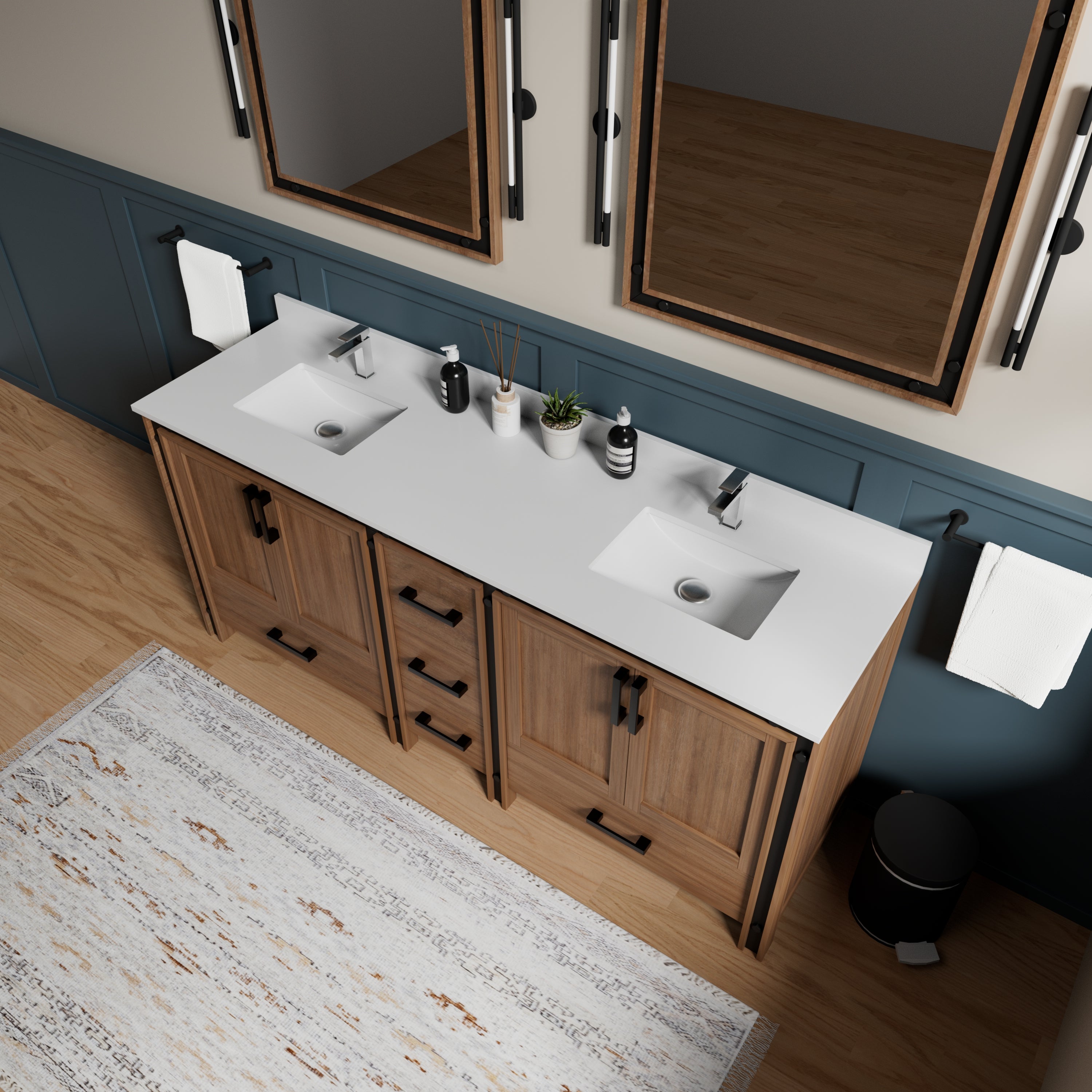 Ziva 80 in W x 22 in D Rustic Barnwood Double Bath Vanity