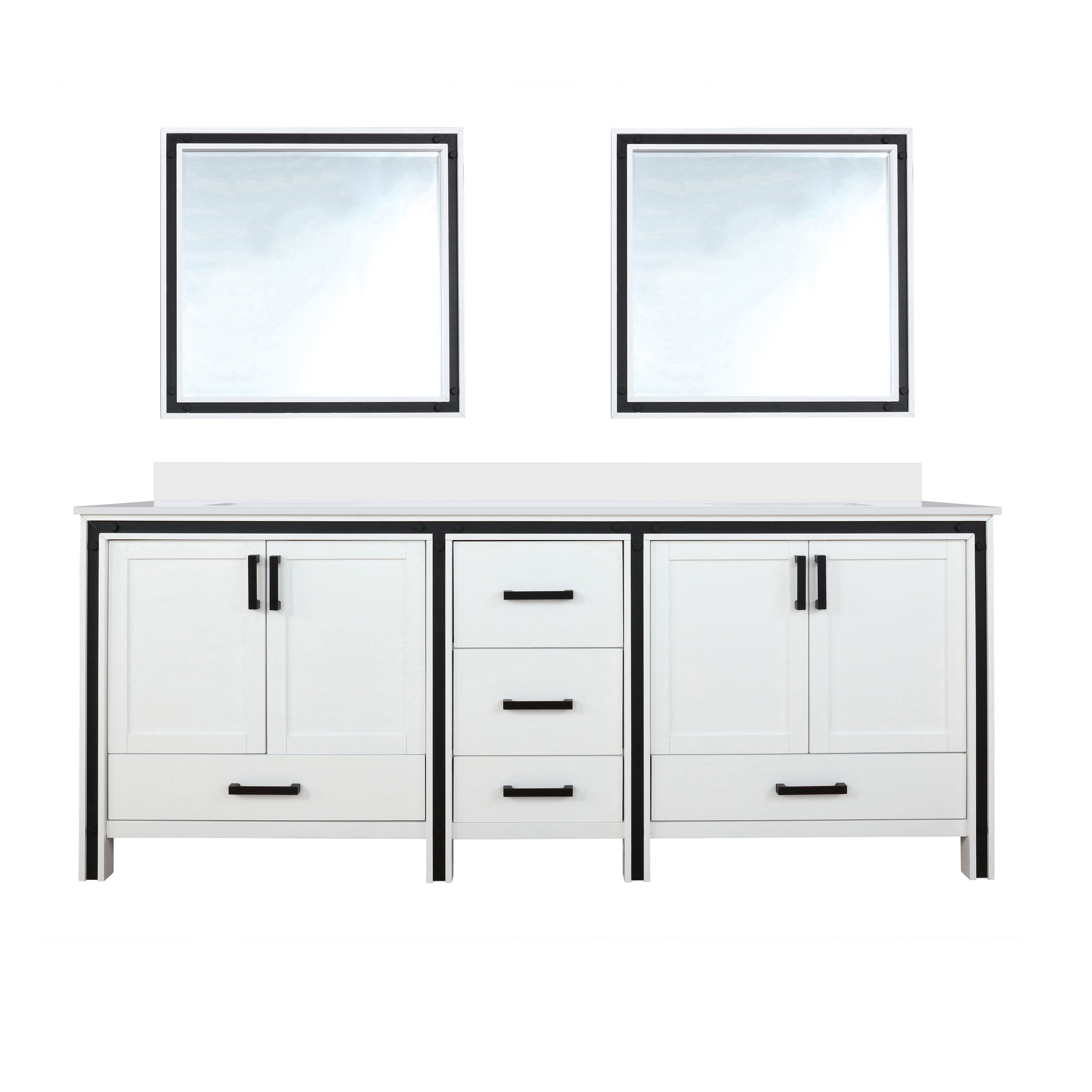Ziva 84 in W x 22 in D White Double Bath Vanity