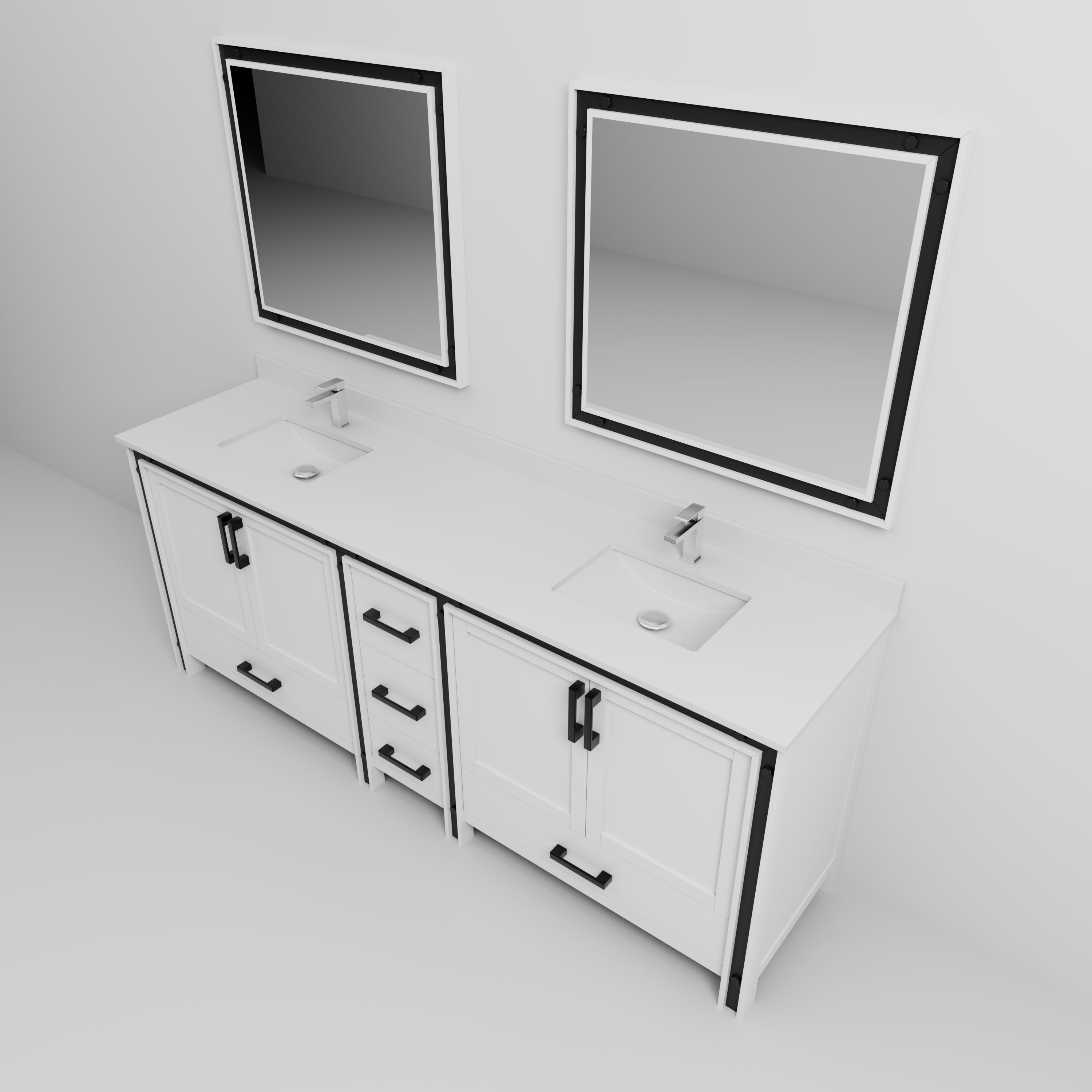 Ziva 84 in W x 22 in D White Double Bath Vanity