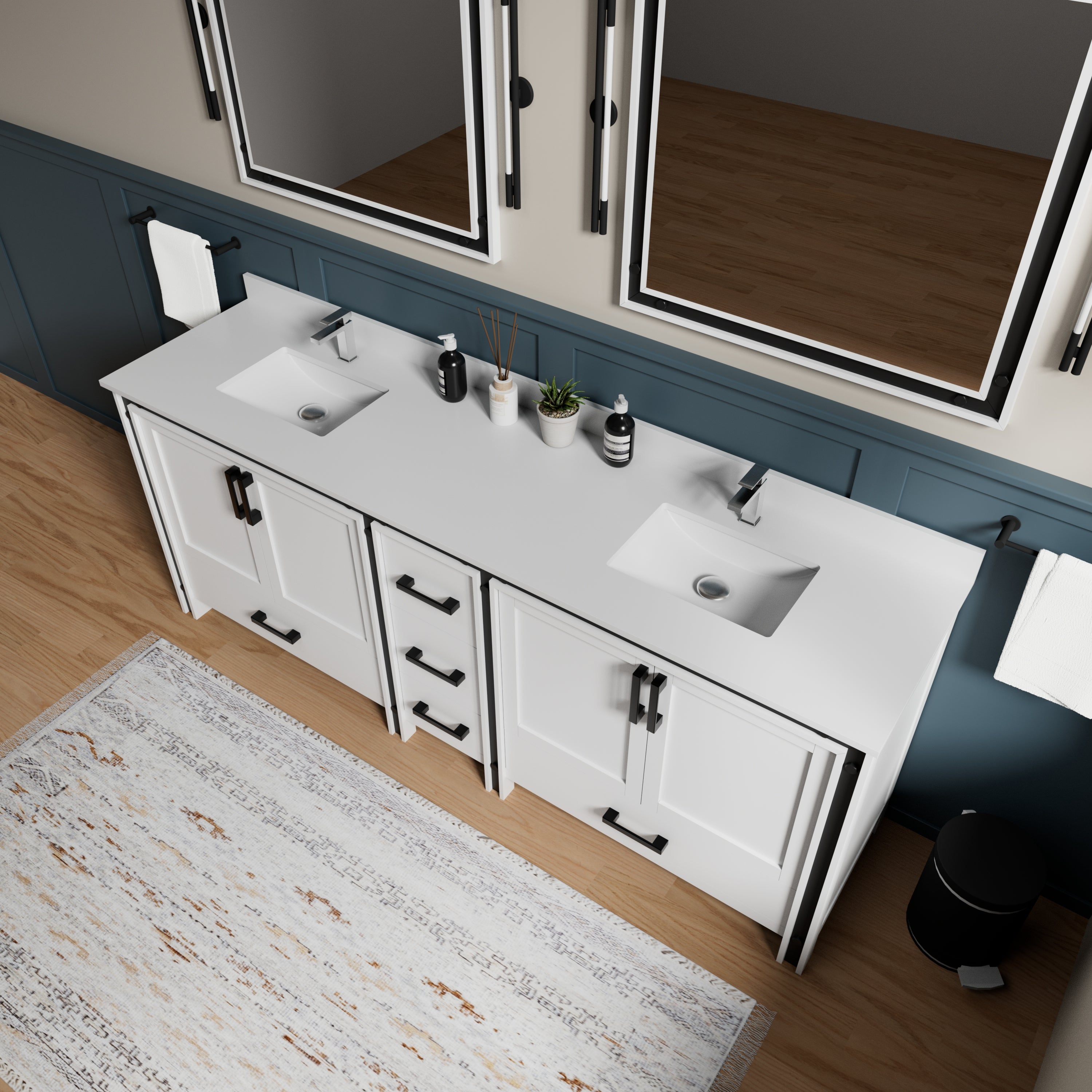 Ziva 84 in W x 22 in D White Double Bath Vanity