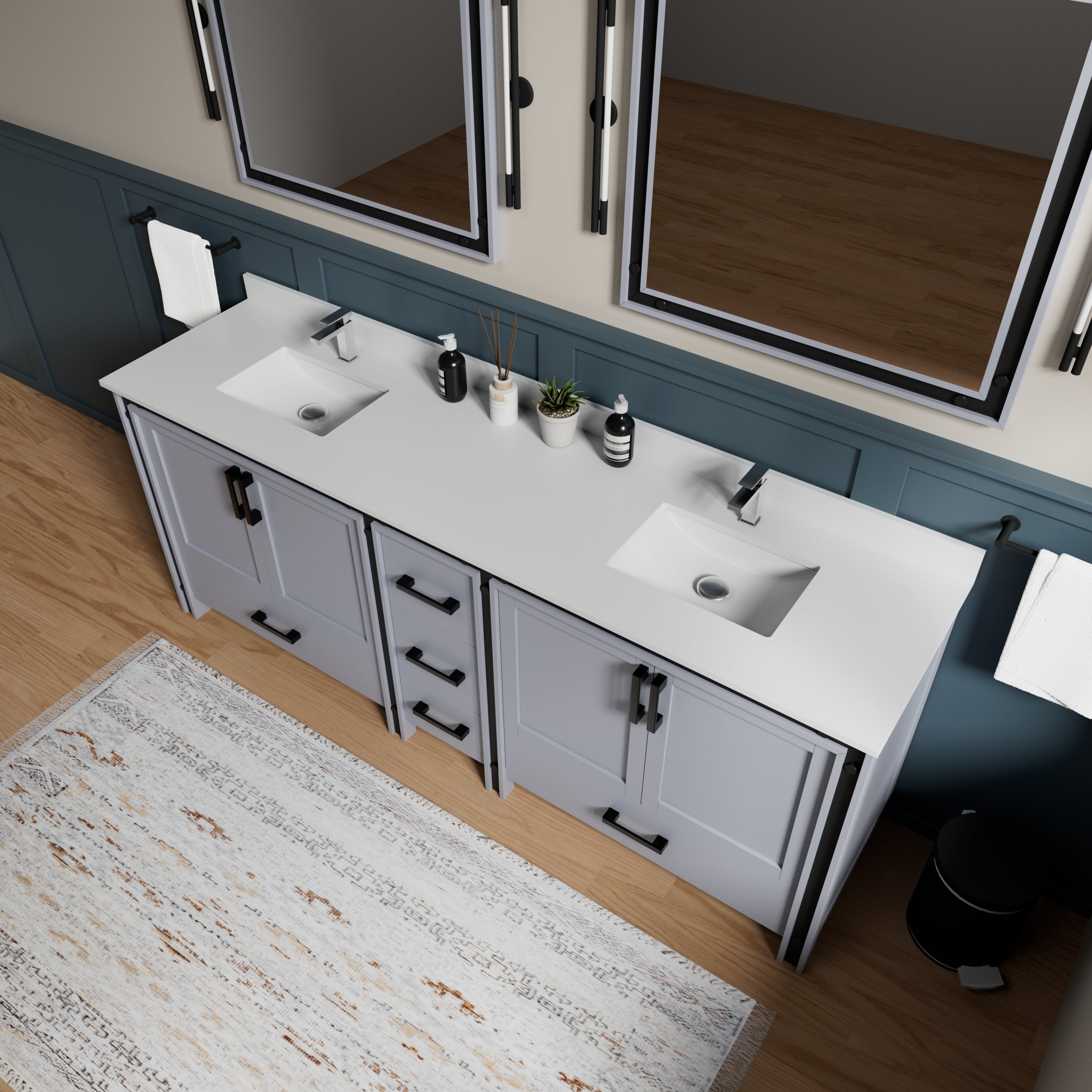 Ziva 84 in W x 22 in D Dark Grey Double Bath Vanity