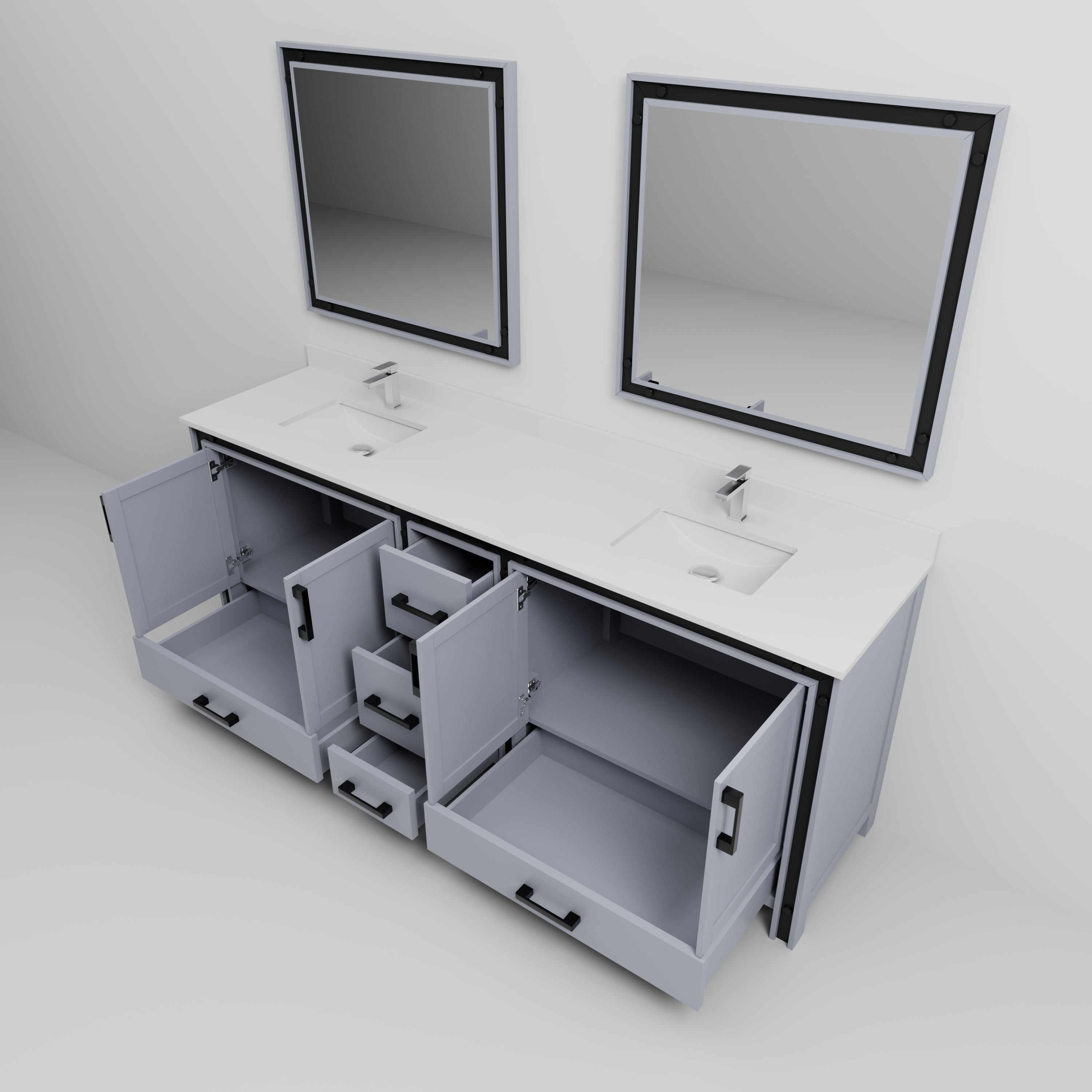 Ziva 84 in W x 22 in D Dark Grey Double Bath Vanity