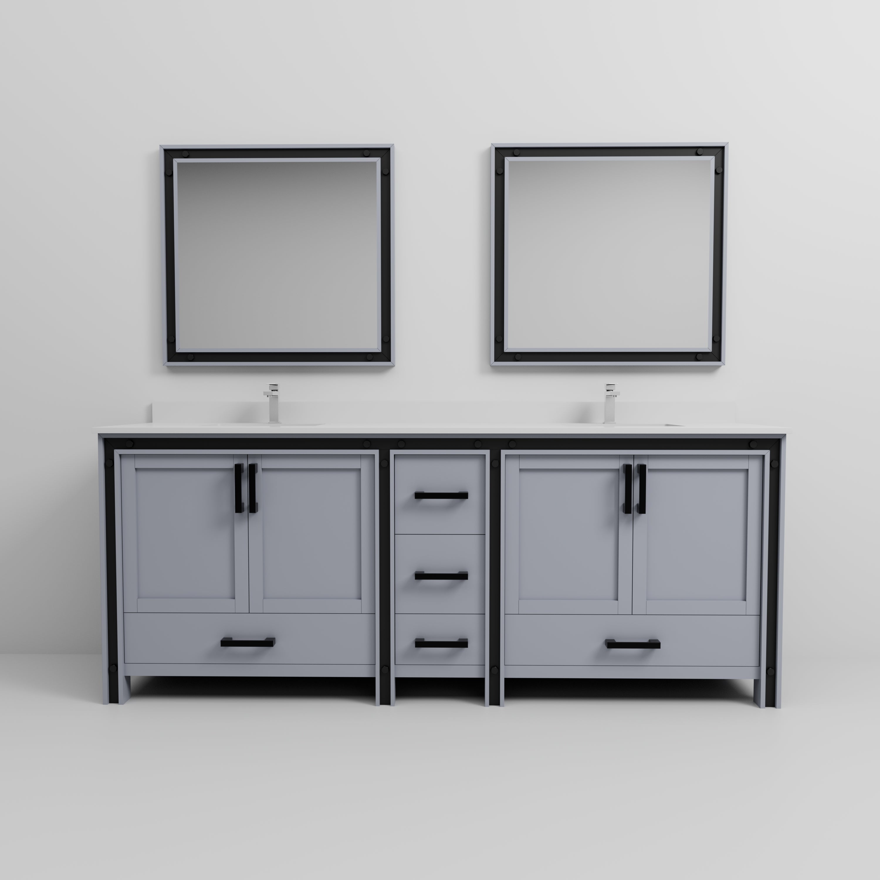 Ziva 84 in W x 22 in D Dark Grey Double Bath Vanity