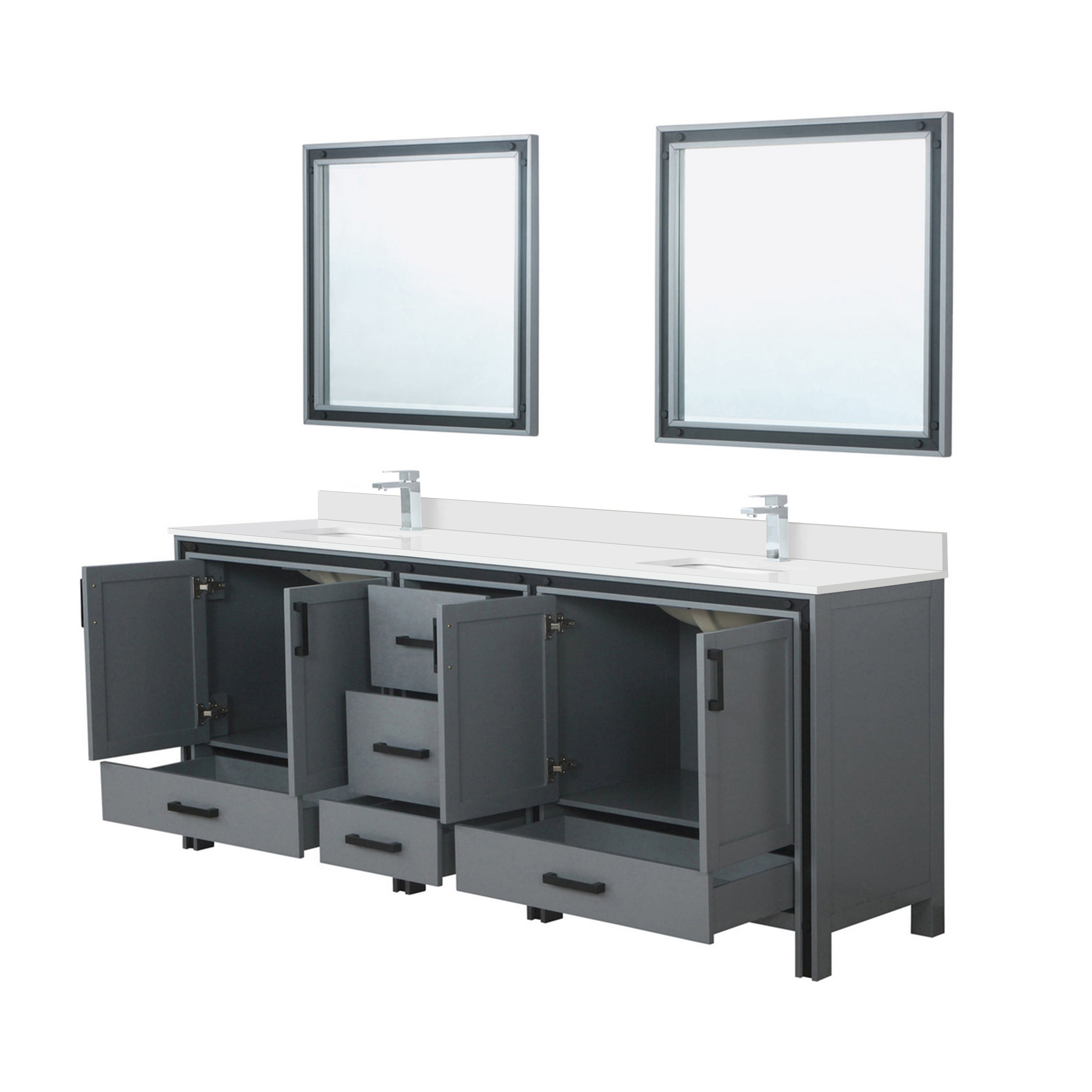 Ziva 84 in W x 22 in D Dark Grey Double Bath Vanity