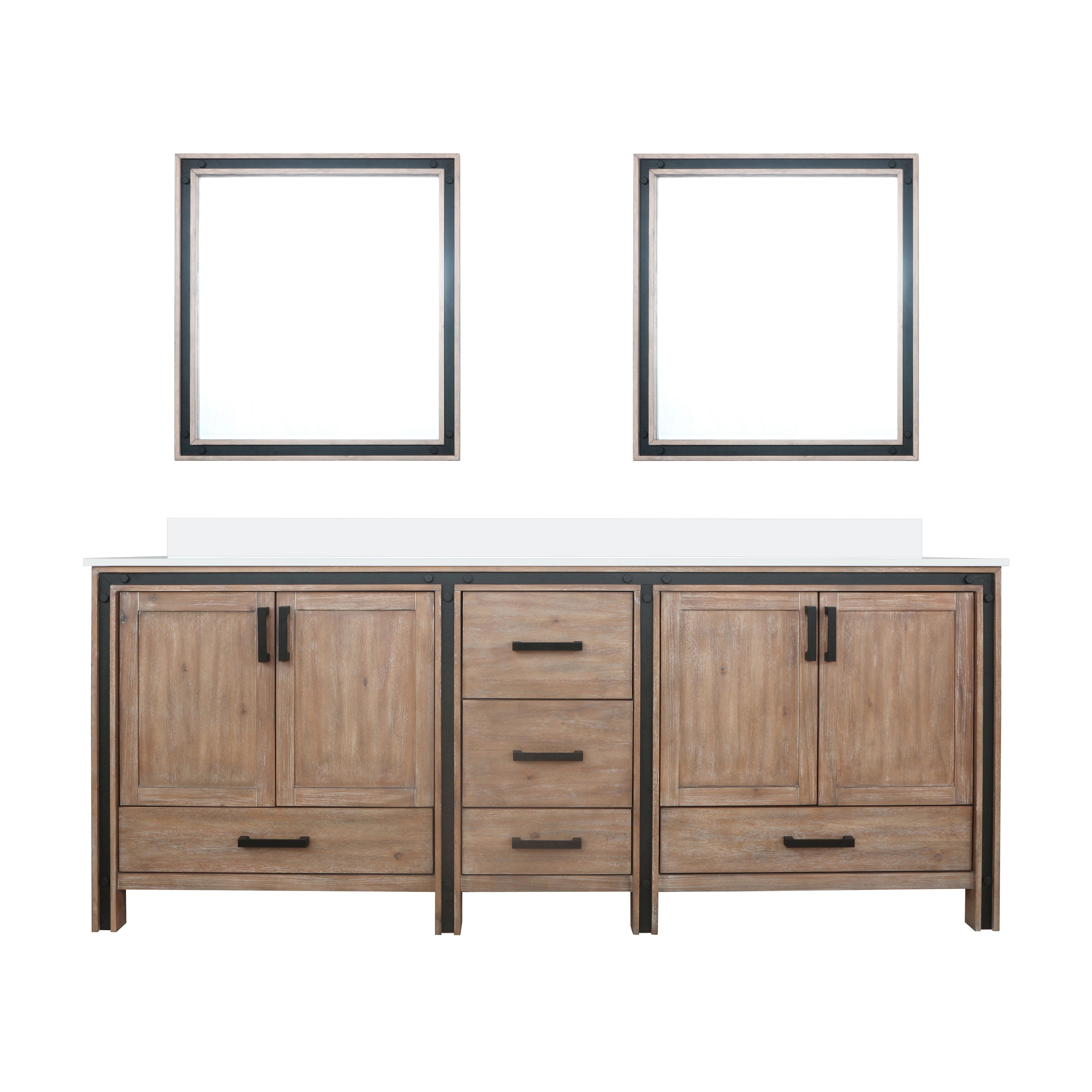 Ziva 84 in W x 22 in D Rustic Barnwood Double Bath Vanity
